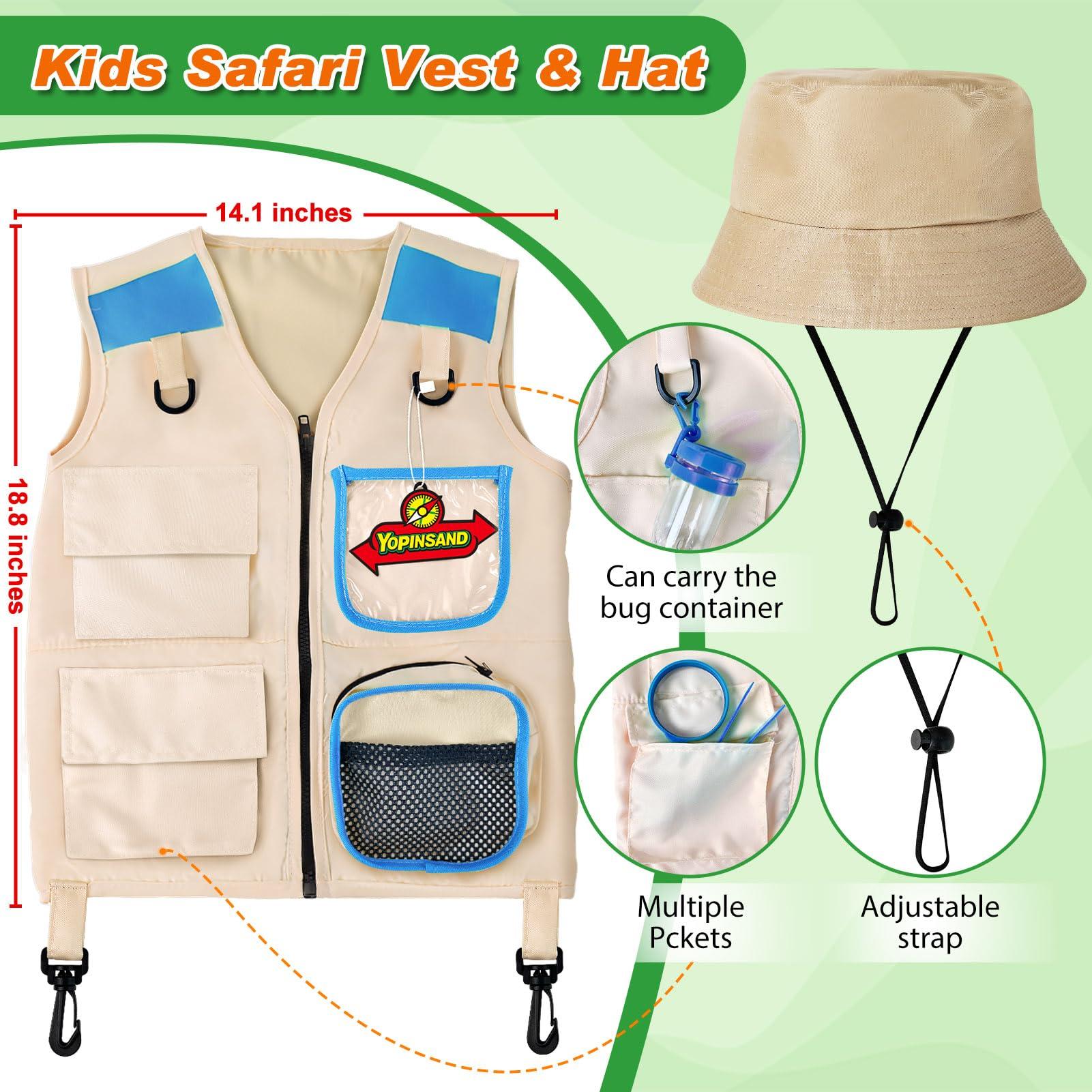 YOPINSAND YOPINSAND Kids Explore Kit & Bug Catcher Kit, Kids Camping Gear for Kids, Outdoor Exploration Set with Vest & Hat, Ideal Outdoor Camping Adventure Toys for Boys Girls 3-12