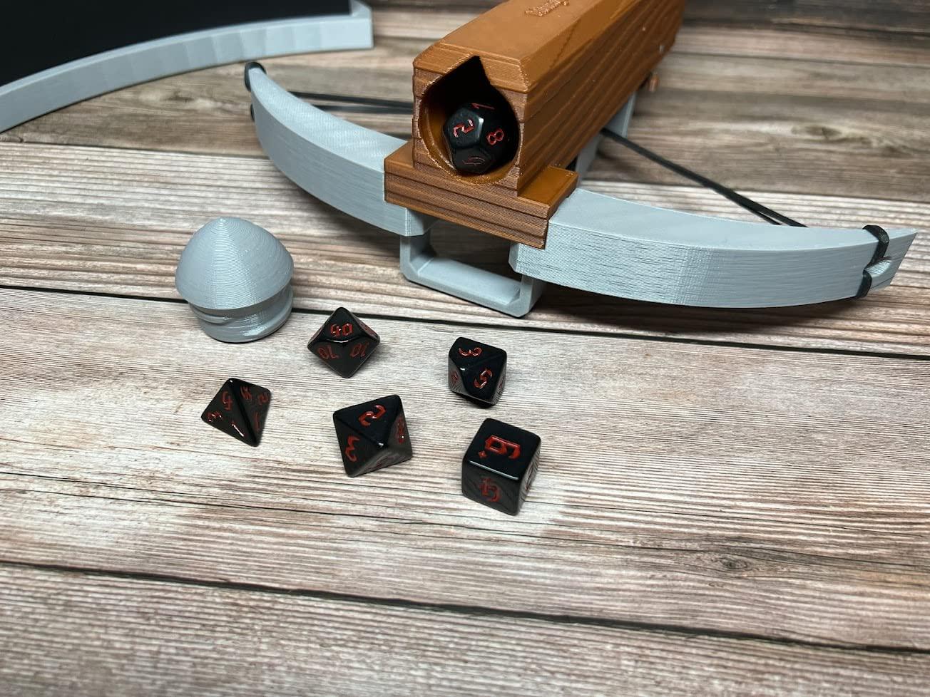 MunnyGrubbers MunnyGrubbers - Crossbow Dice Roller - (Blue) - (Random 7PCS D20 Dice Set Included) - Tabletop RPG - Dice Holder - Dice Popper - Dice Tower - Dungeons and Dragons - DND - D&D - (Blue)