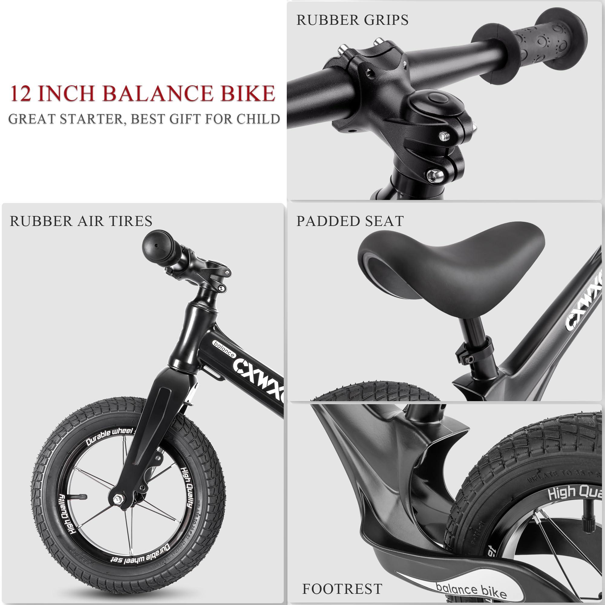 CXWXC CXWXC 12\" Toddler Balance Bike - Ages 24 Months to 5 Years - Kids Push Balance Bike with Footrest, No Pedal Training Bicycle - Birthday Gifts for Girls & Boys