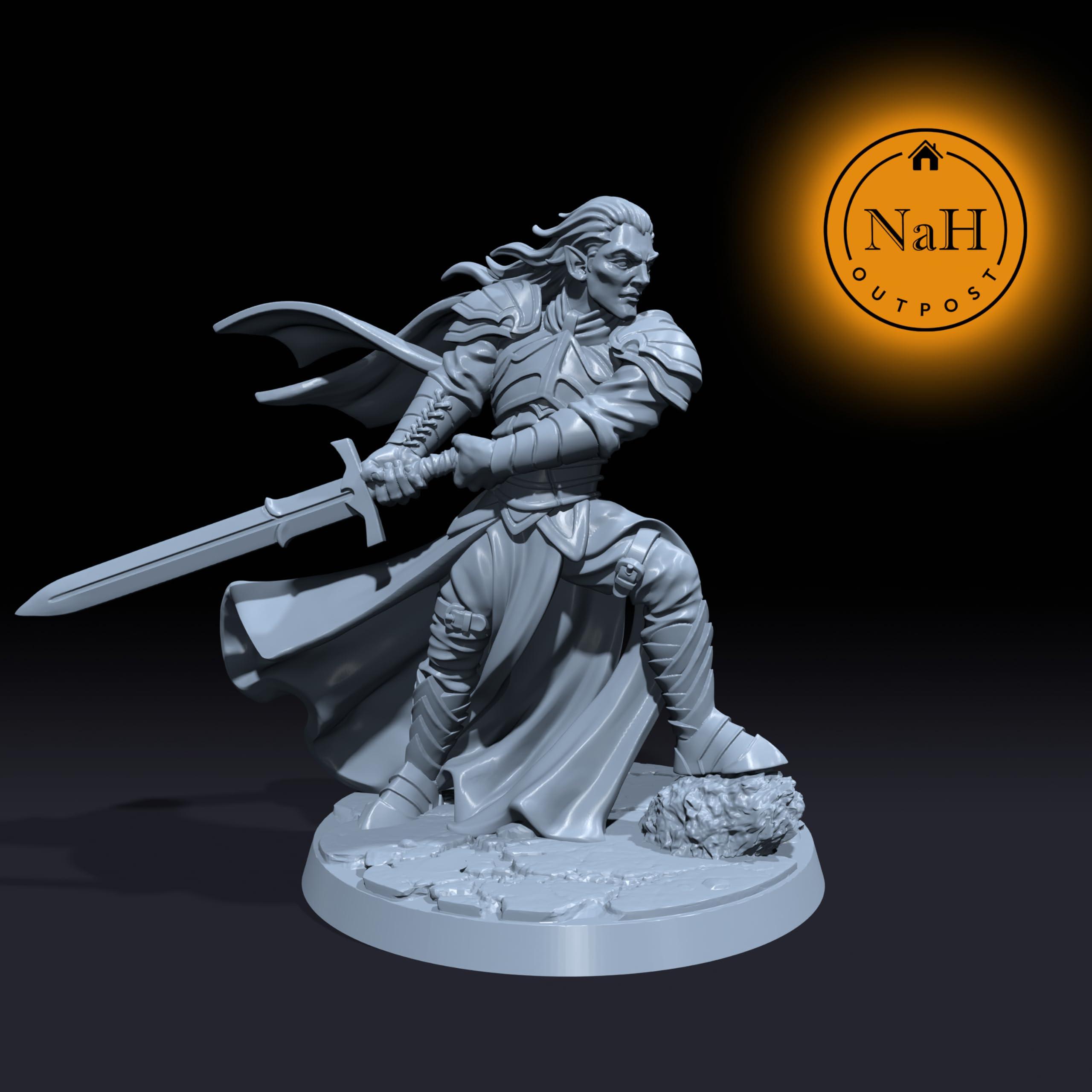 Generic Generic Levariel Silverblade | Elf Knight | Barbarian | Fighter Miniature for Tabletop Games Like D&D and War Gaming| Dungeons and Dragons Mini | RN estudio Clear Acrylic, Gray