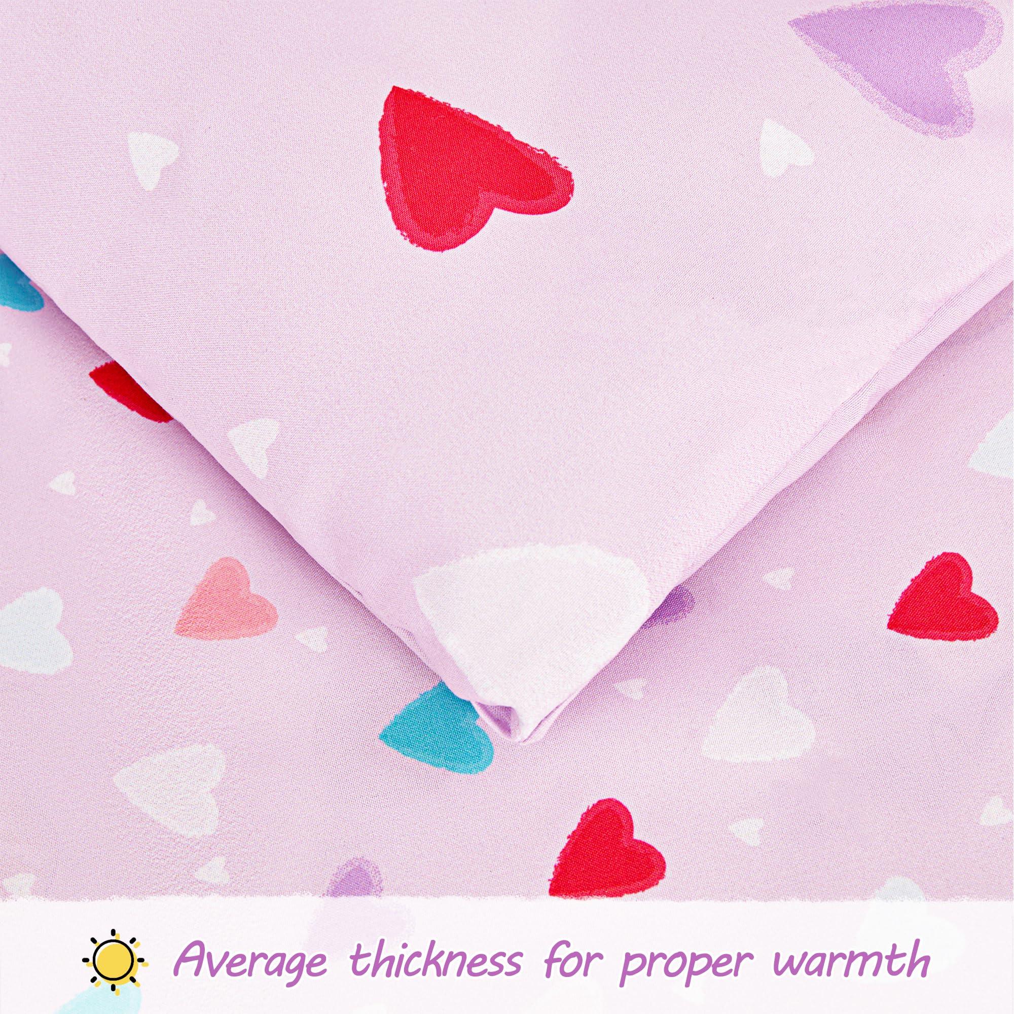 Viviland Viviland Purple Heart Toddler Comforter Sets, Cute Girls Toddler Bedding Set, Soft Microfiber Toddler Bed Set