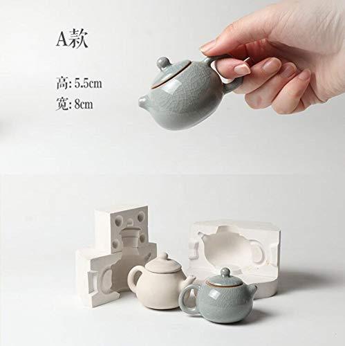 WellieSTR WellieSTR 1 Set Mini 3D Plaster Molds Ceramic Teapot Mold DIY Craft Art Mold (Stlye A: 8x5.5cm, not inlclude The mud)