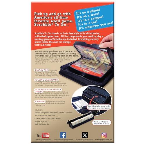 Winning Moves Games Winning Moves Games Scrabble to Go USA, a Travel Version of The World\'s Favorite Word Game, for 2 to 4 Players, Ages 8+ (1202), Black,red