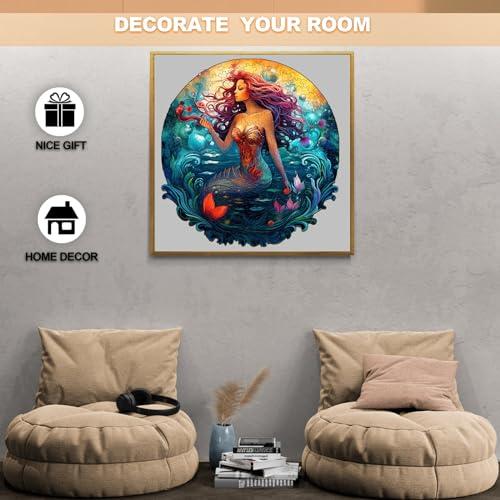 NABYSHOP Wooden Puzzles for Adults, Aqua Woman Wooden Jigsaw Puzzle with Unique Shapes and Wood Puzzle Box, Birthday Gift for Adults and Kids, Family Puzzle Games(L-13.3 * 12.6in 280pcs)