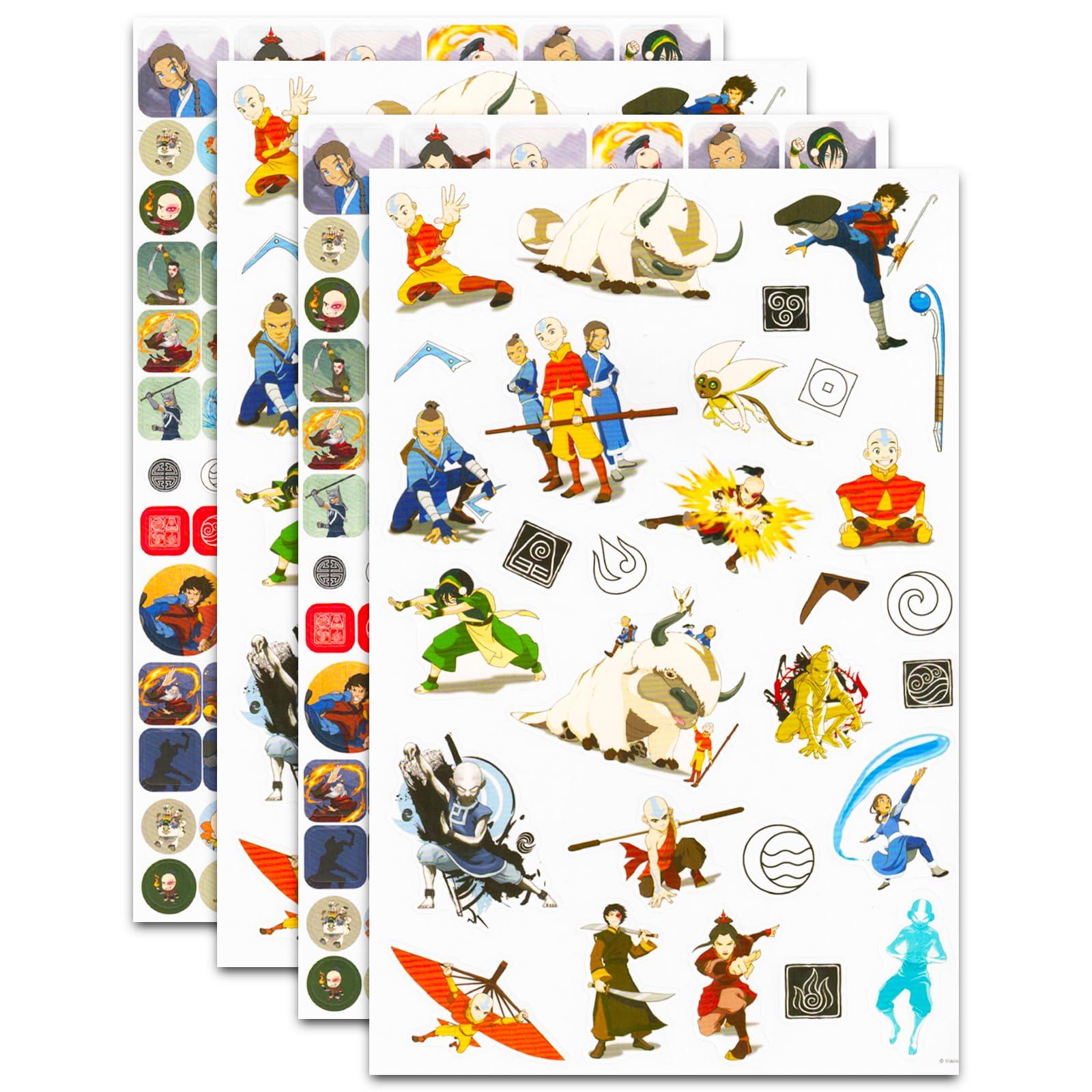 Nickelodeon Avatar The Last Airbender Stickers Set - Bundle with 200+ Avatar Stickers for Kids Featuring Aang, Appa, Momo, Katara, Zuko, More | Avatar Party Supplies for Boys, Girls