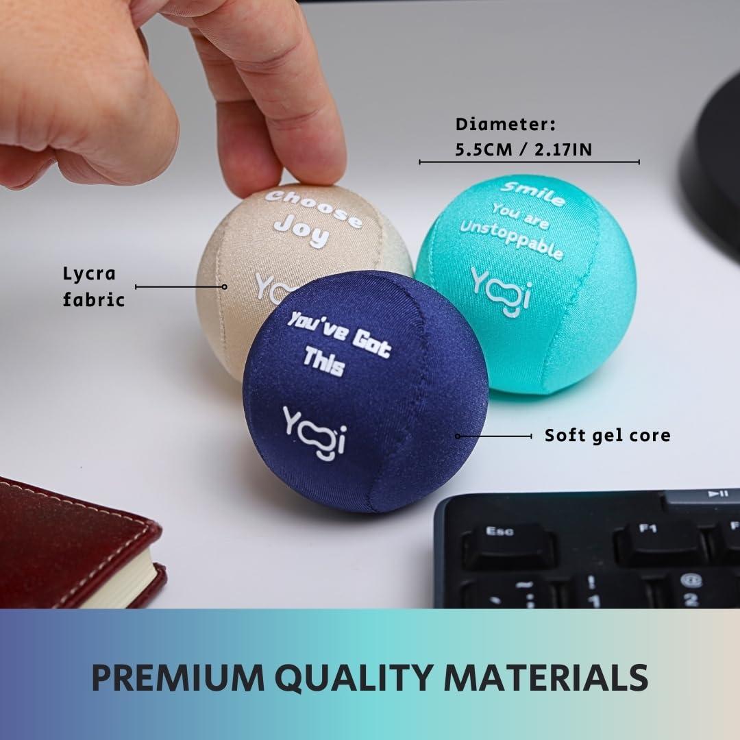 LIGHTBULB IDEAS Yogi Stress Balls - Stress Ball with Finger Grip Strap, Stress Balls for Adults and Kids, Grip Strength Trainer Squeeze Balls, Anxiety Stress Relief, Fidget Handball, Squish Ball