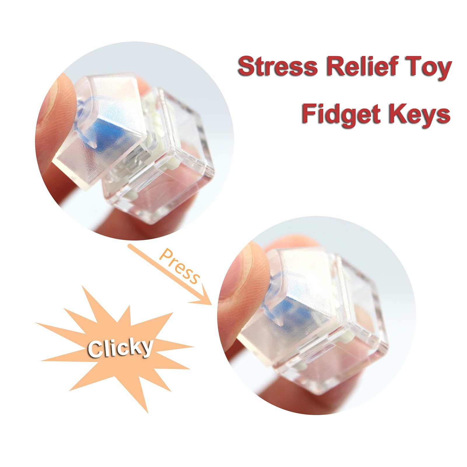 WULEEUPER WULEEUPER Keyboard Fidget Toy Mechanical Switch Keyboard Fingertip Fidget Button Stress Relief Toys for ADHD Autism Special Needs (Transparent Color (clicky))