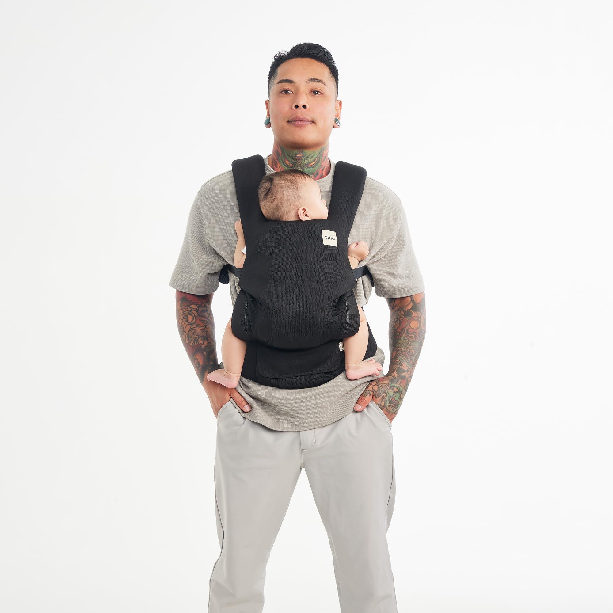 TULA Baby Tula Explore Mesh Baby Carrier 7 45 lb, Adjustable Newborn to Toddler Carrier, Multiple Ergonomic Positions Front and Back, Breathable and Cool Tula Coast + Mesh, Urbanista