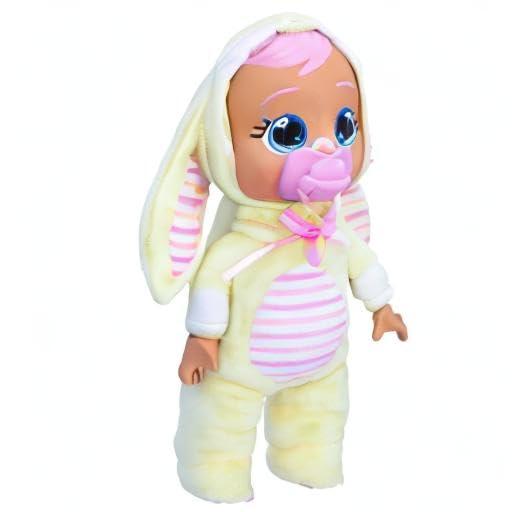 Cry Babies Magic Tears Cry Babies Tiny Cuddles Bunnies Sally - 9 inch Baby Doll, Cries Real Tears, Yellow Bunny Themed Pajamas