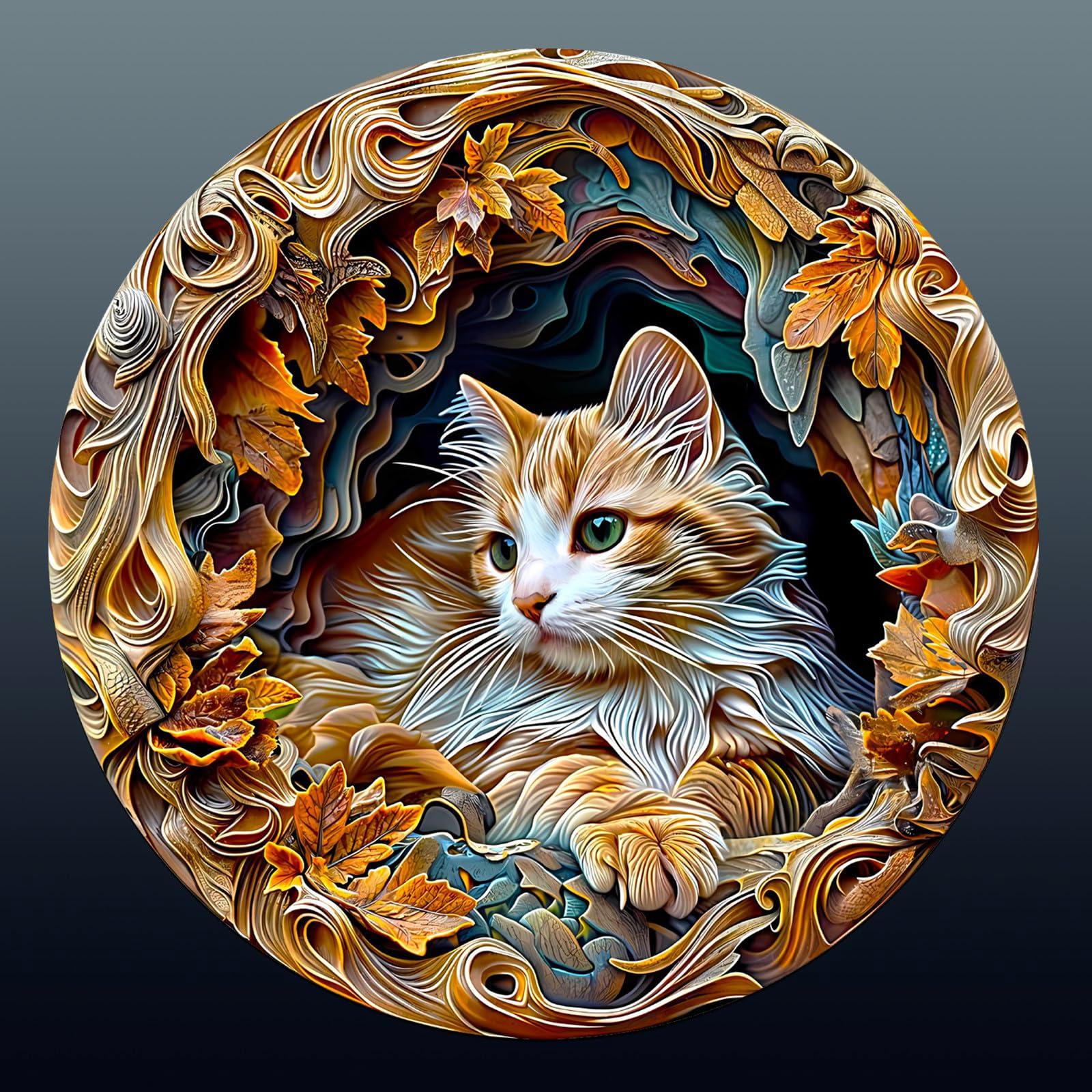 Purdicra Wooden Puzzles for Adults, 3D Vision Wooden Jigsaw Puzzles for Adults Kids, 300pcs Unique Shape 3D Cat Wooden PuzzleChallenging Adult Puzzles Family Games 13.4 * 13.4in