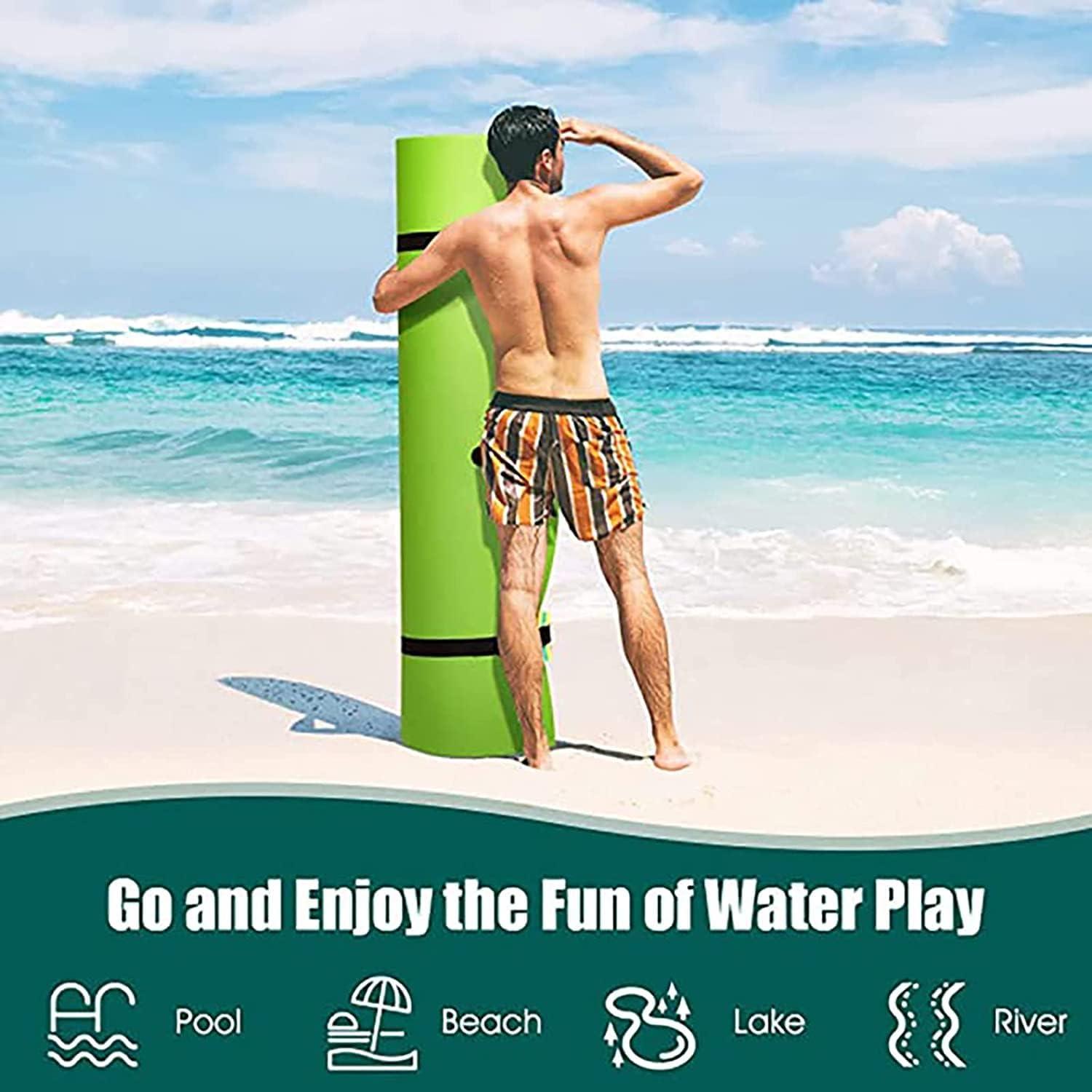 Llchaensc Llchaensc Water Floating Mat for Lake Floating Foam Water Pad for Kids and Adults, 2 Layer Tear-Resistant XPE Foam Pool Float for Party,Green,140X55X2.2cm