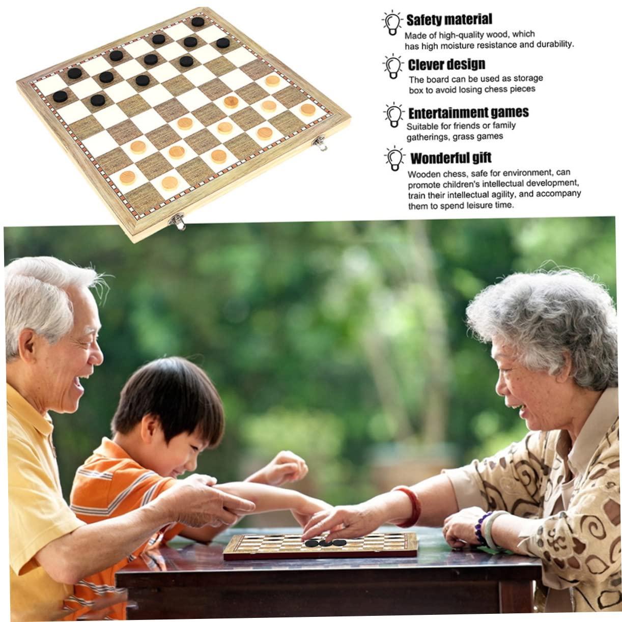 ibasenice ibasenice 1 Set International Chess Educational Chess Wooden Chess Kids Puzzle Plaything Chess Toy Wooden Folding Chess Adults West Chess Kids Toy Wood Chess Creative Chess Wooden West Chess