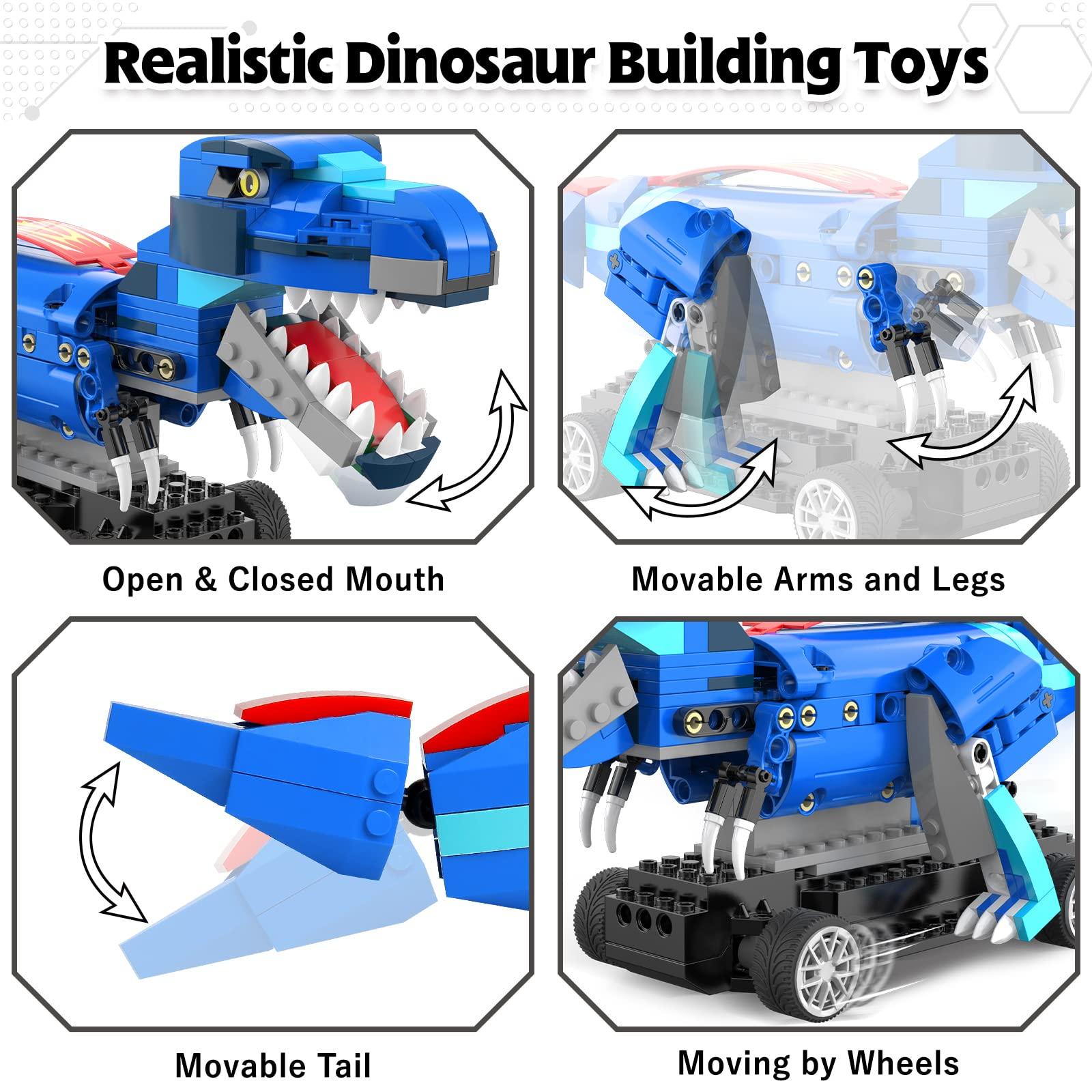 Yerloa Yerloa Dinosaur Toys for Kids 8-12 Jurassic Building Kits for Boys 6 7 8 9 10 11 12 + Year Old 343 Pcs Remote Control STEM Projects Building Toys Blocks Sets Educational Birthday Gift for Kid 5-7 8-12