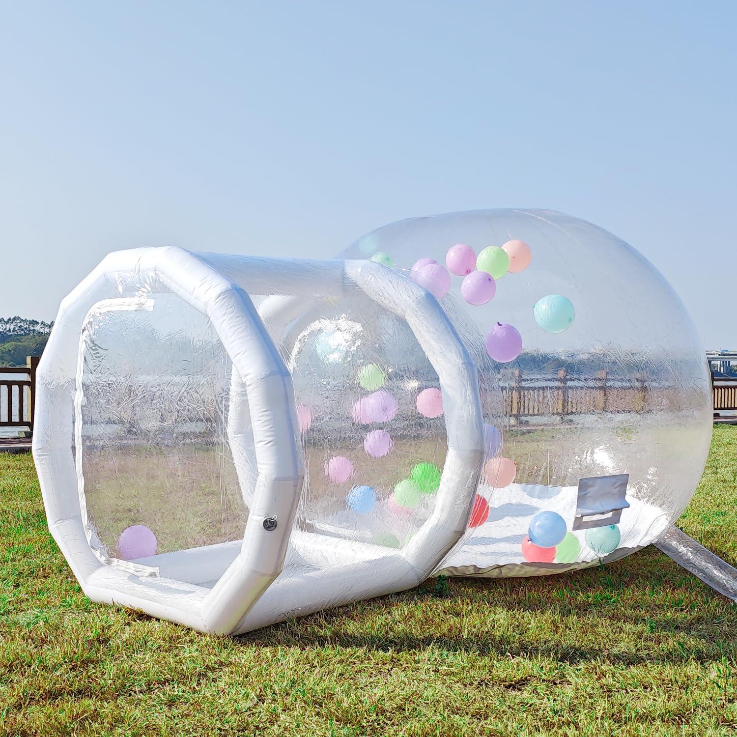SUDOO Inflatable Bubble Balloon House, Inflatable Tent Bubble House 10ft Dome 6ft Tunnel for Kids/Home/Wedding/Garden Party, Malls, Parks Event Exhibition, Clear Dome Balloon Garden Tent with Blower/Pump