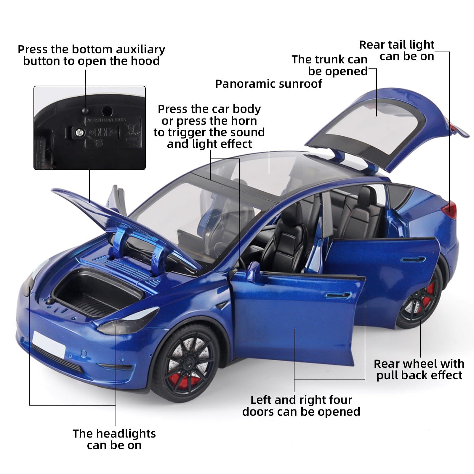 OANMYJJO OANMYJJO Toy Cars Y 1/24 Zinc Alloy Diecast Metal Model Car, Pull Back Toy Model with Light and Music, Suitable for Children Aged 3 and Above as Gifts(Blue)