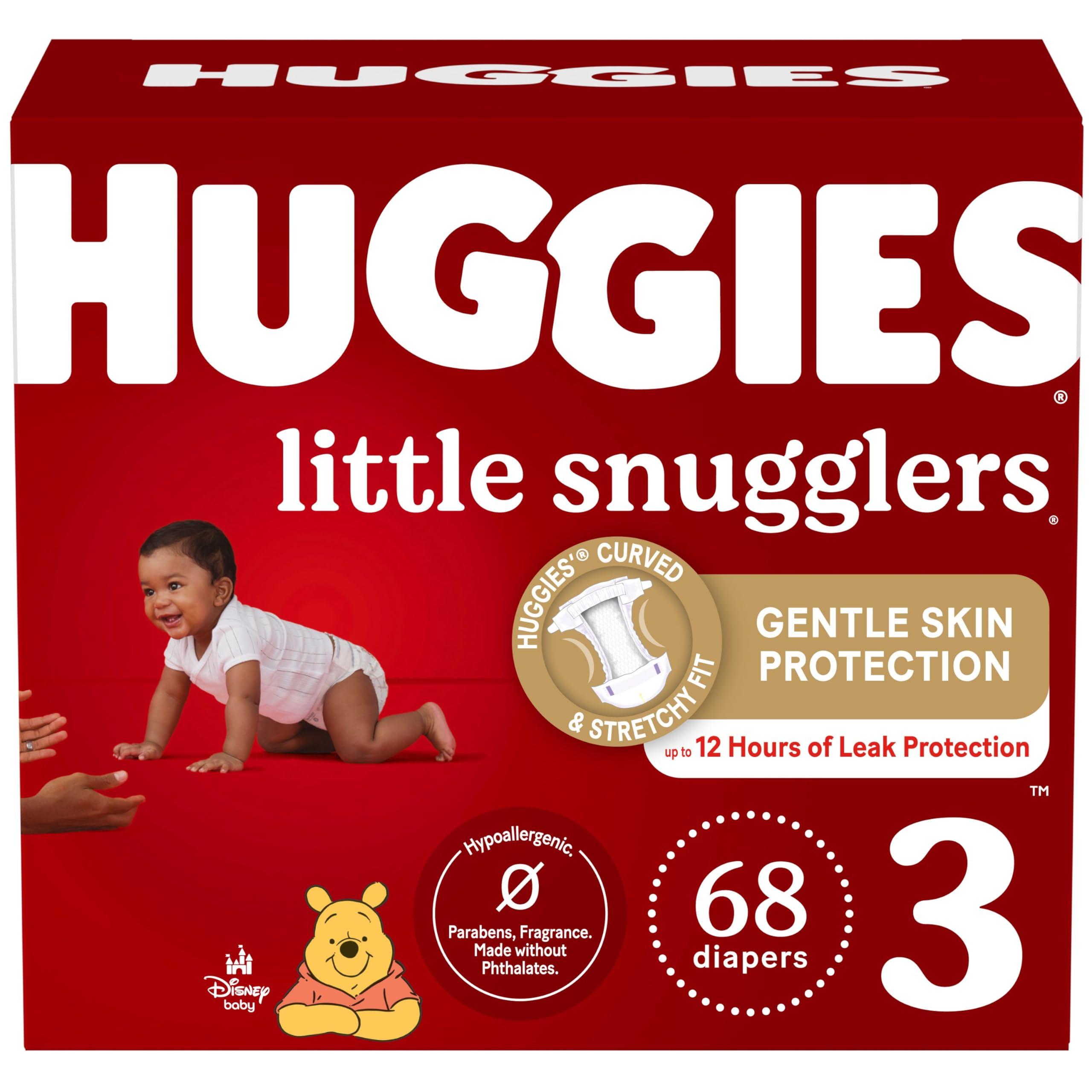 HUGGIES Huggies Size 3 Diapers, Little Snugglers Baby Diapers, Size 3 (16-28 lbs), 68 Count