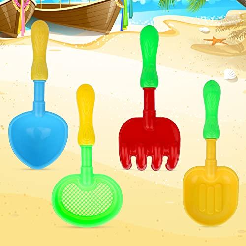 LUTER LUTER 4pcs Beach Shovels, Plastic Spade Shovel with Handle Kids Sand Shovel Set Toy Snow Shovel Toy Shovel Gardening Tool Kit for Kids Sand Snow (4 Designs)