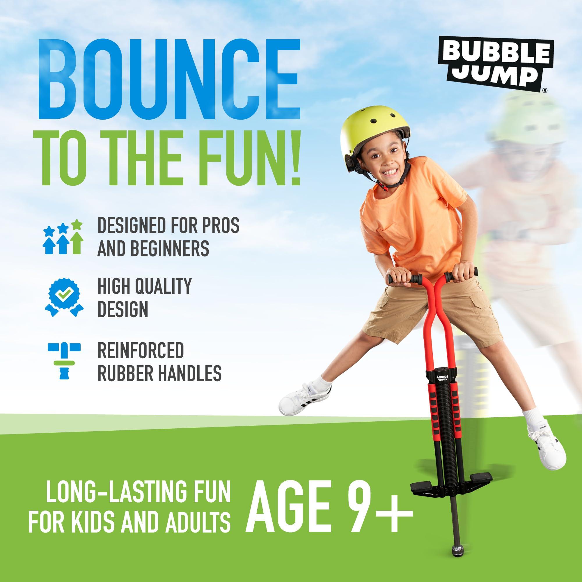 BUBBLE JUMP BUBBLE JUMP Pogo Stick for Kids Age 10 & up Red - for Boys, Girls, Teens & Adults 80 to 160 Lbs - Easy Grip Rubber Handle Master Jumper Pogo Sticks - High Jumping Kids Pogo Stick