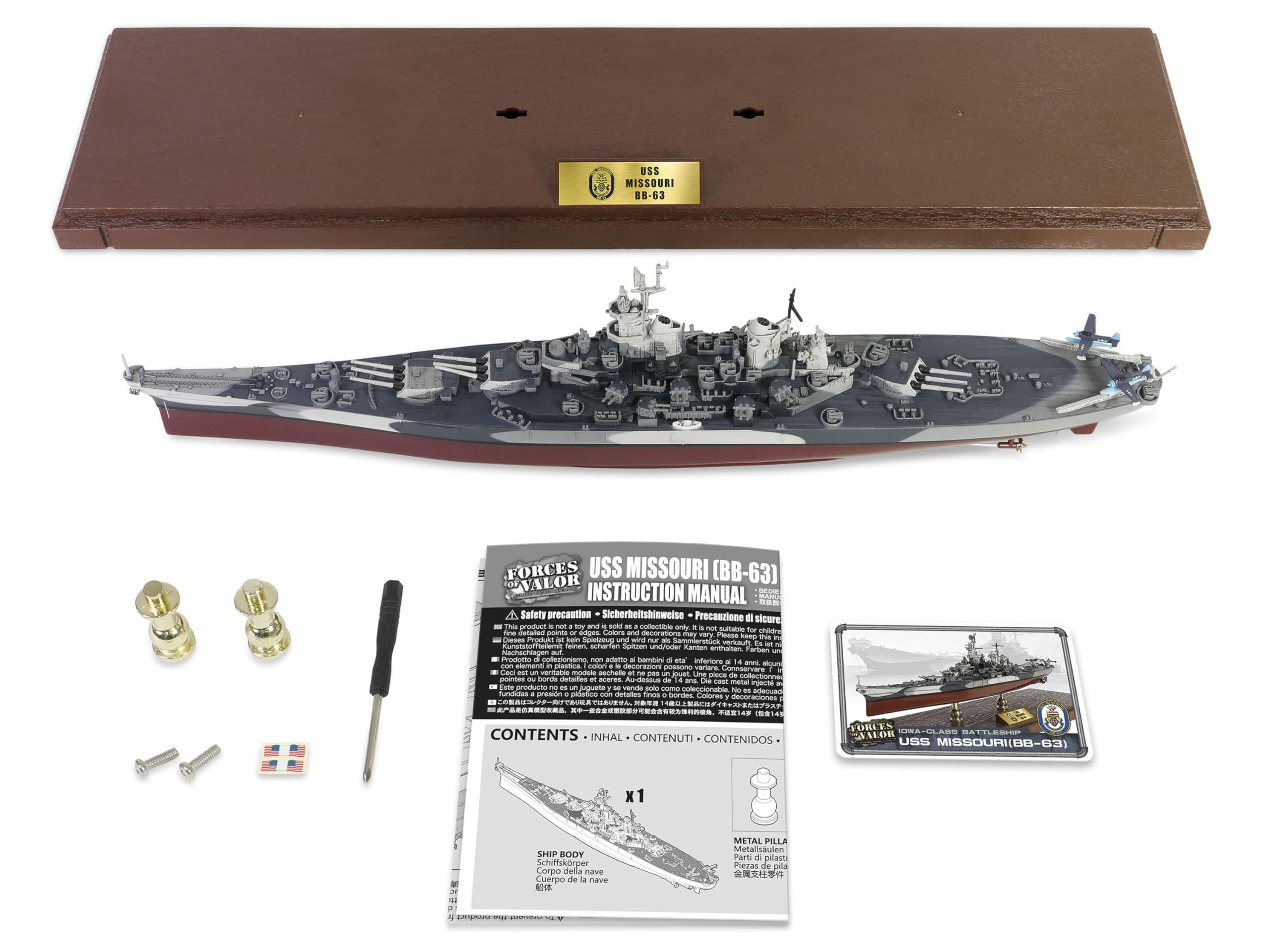Forces of Valor Models USS Missouri (BB-63) Iowa-Class Battleship Battle of Okinawa (1945) United States Navy (Full Hull Edition) Battleship Series 1/700 Diecast Model by Forces of Valor FOV-861131B, Small