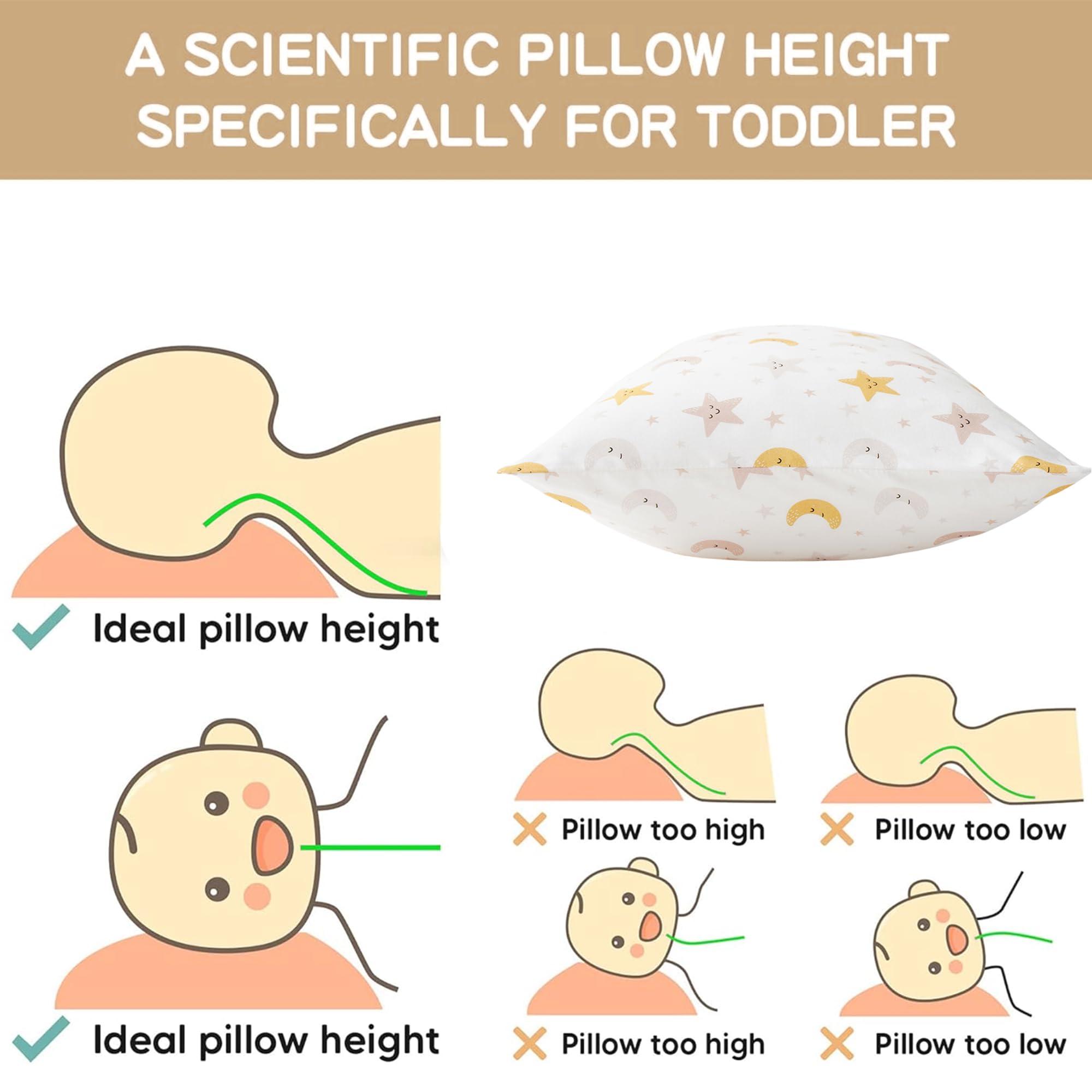 Bunnikins & Clover Bunnikins & Clover Toddler Pillows with Pillowcase, 13"x18" Soft Cotton Kid Pillows for Sleeping, Bedding Small Pillow for Boys and Girls Aged 2-5 Years