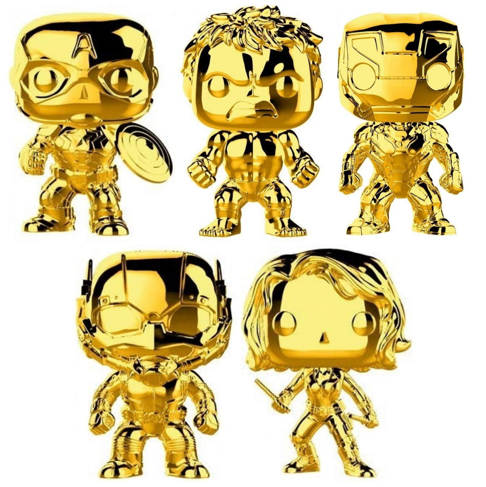 Funko Funko Pop! Marvel: Marvel Studio 10 Gold Chrome Vinyl Figure Collection #1, 3.75" (Set of 5)