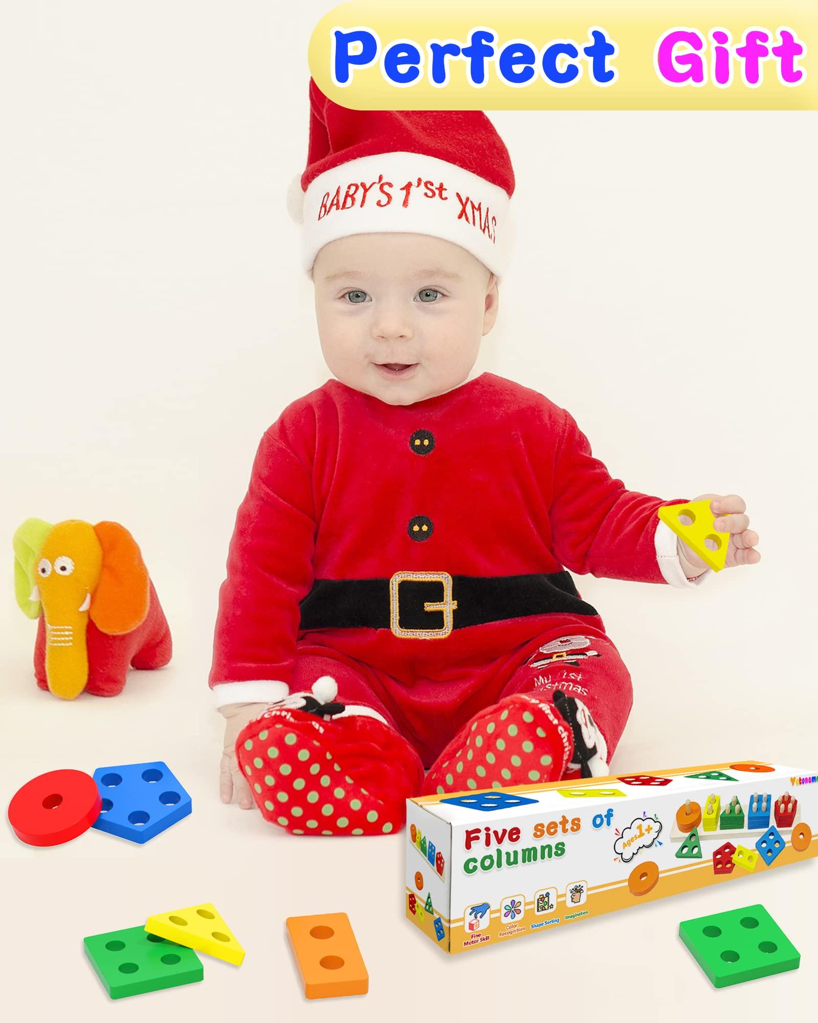 Yetonamr Yetonamr Montessori Toys for 1 2 3 Years Old Boys Girls Birthday Gifts, Wooden Sensory Toys for Ages 2-4 Toddlers Kids Baby, Toddler Stocking Stuffers Learning Toy Activities Puzzles Ages 1-3