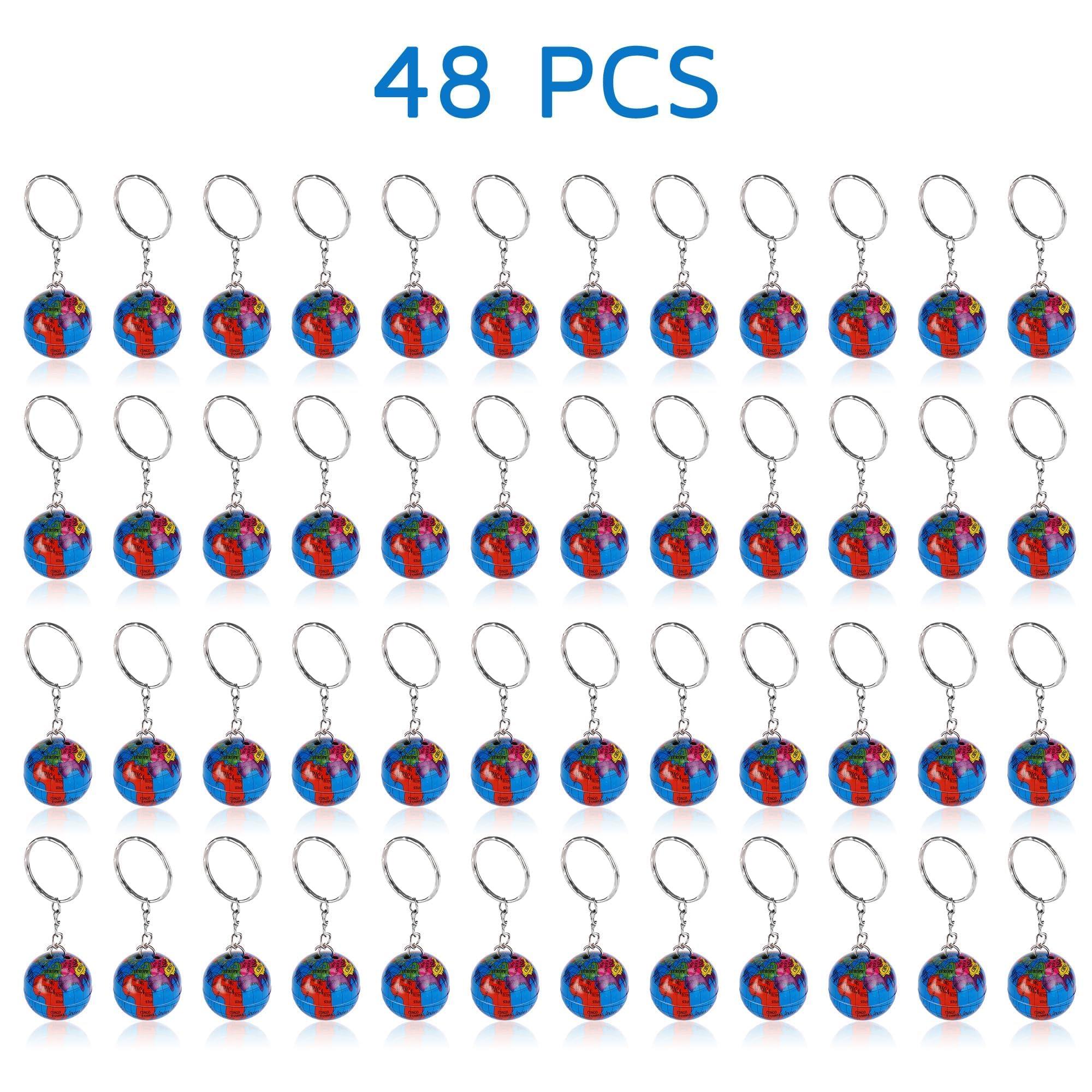 PROLOSO PROLOSO 48 Pcs Globe Keychains Bulk for Kids World Planet Earth Theme Keyrings Toy 1 Inch