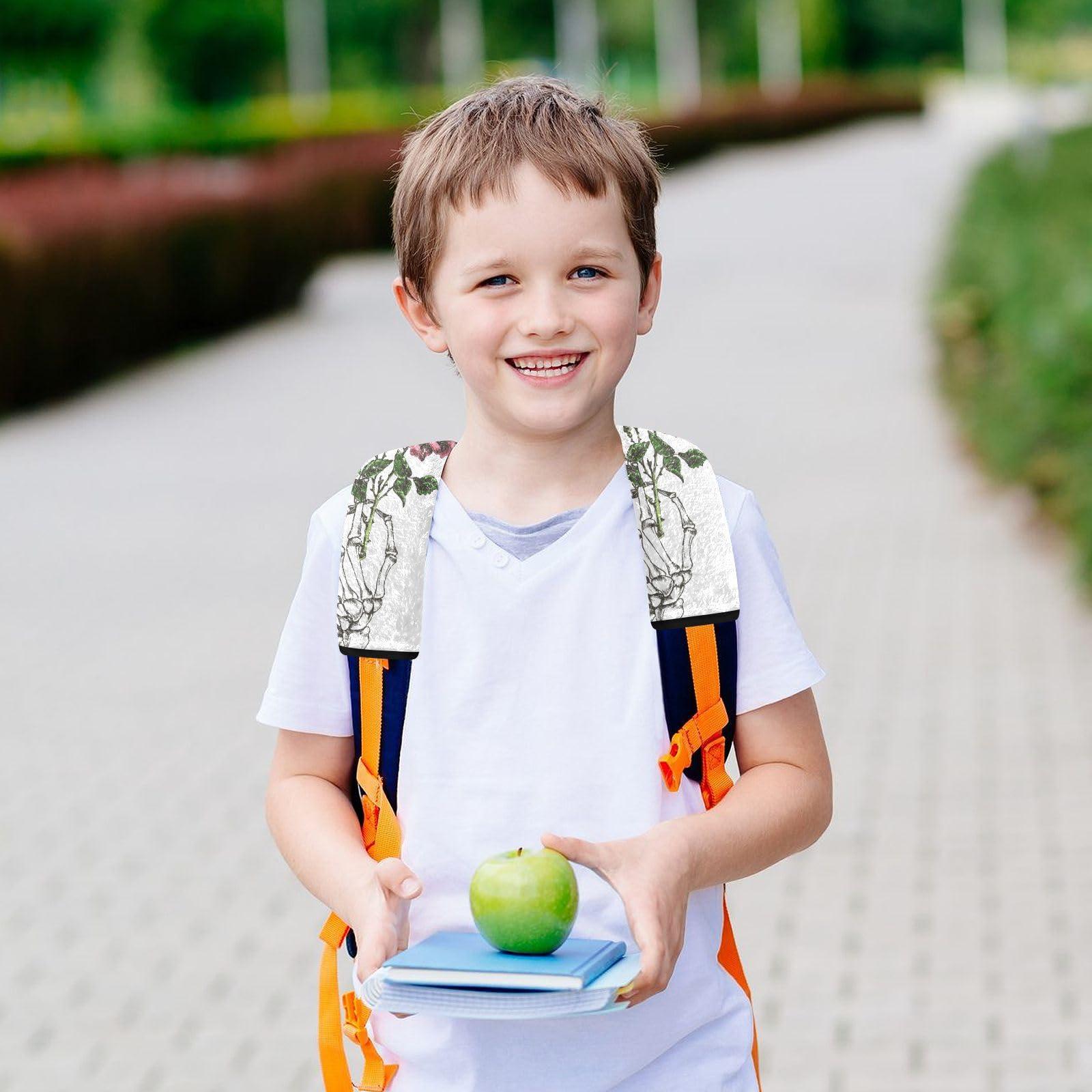 Dussdil Hand Skeleton with Flower Seat Belt Covers for Baby Kids Car Seat Strap Shoulder Seatbelt Covers 2 Pack Super Soft Car Seat Neck Cover for Boys Girls Adults Babies 10 in