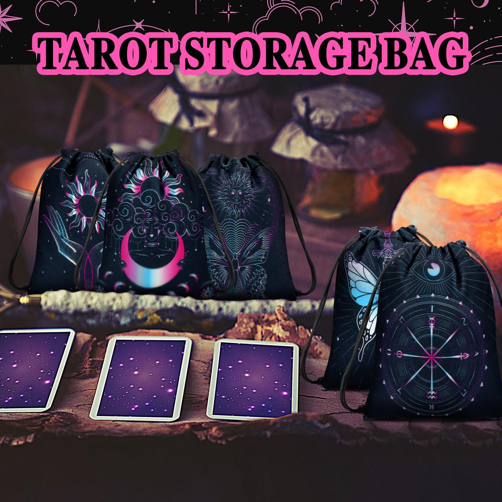 Paterr Paterr 16 Pcs Tarot Card Bag Velvet Storage Bag Vintage Tarot Rune Bag Dice Bag Tarot Velvet Pouches with Drawstrings Jewelry Pouch for Tarot Enthusiasts, 7.1 x 5.9 Inch (Cute Style)