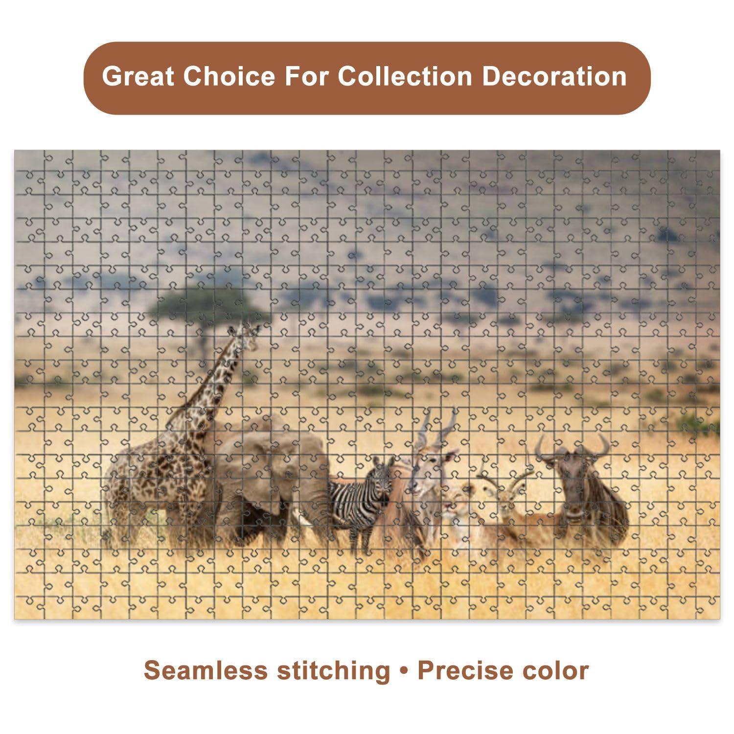 VETEB VETEB Jigsaw Puzzles 1000 Pieces for Adult African Animals Dreamy Kenya Scene Puzzle Game for Family Wooden Puzzle Toy Educational Games Puzzles for Home Decor