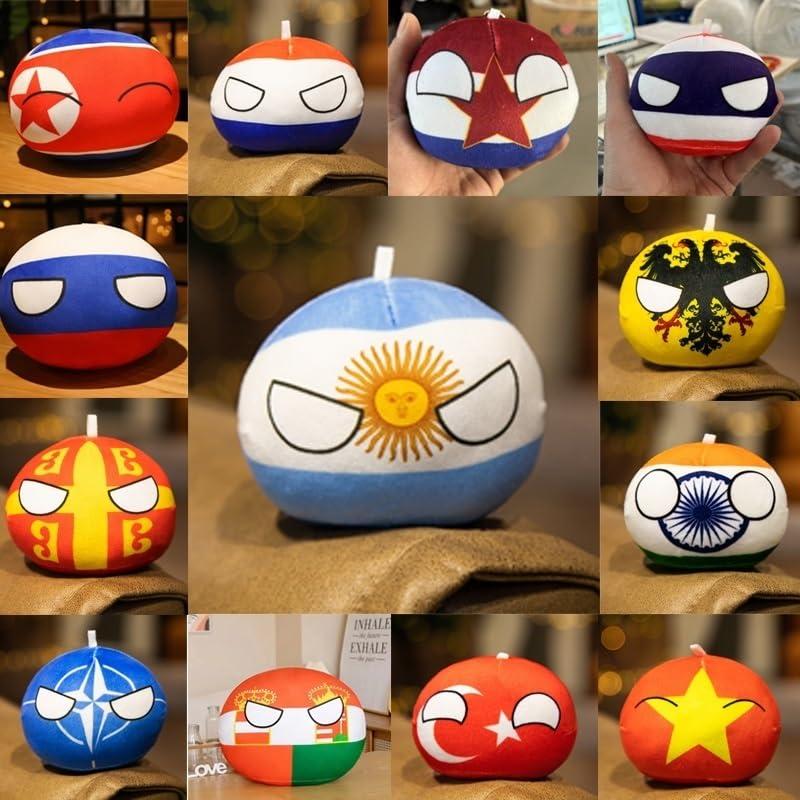 GANGKJDS GANGKJDS Polandball Countryballs Plush Doll Ukraine Spain Hungary Portugal Romania Greece Austria Mexico Poland Ball Pendant 9cm(Yugoslavia)