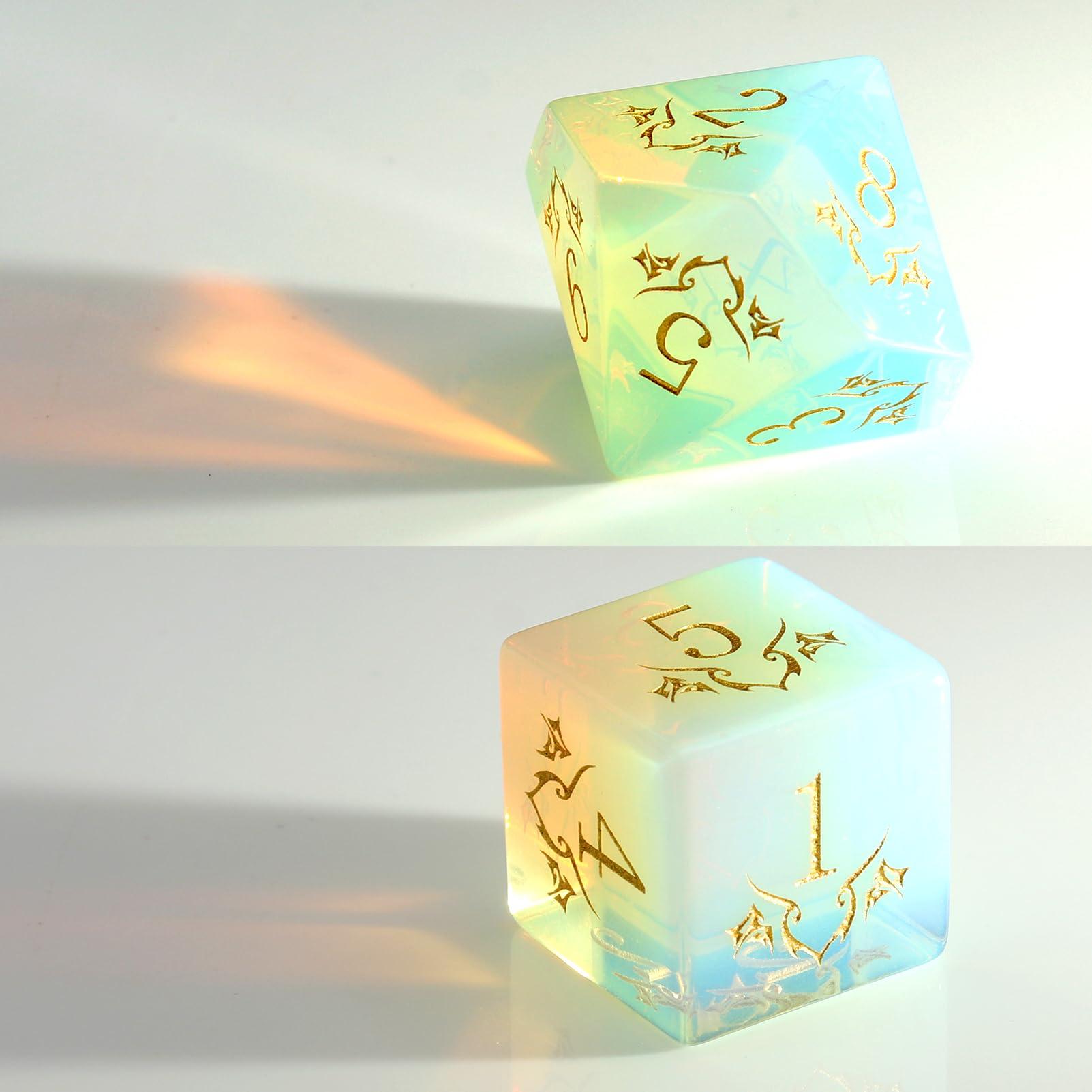 Haxtec Haxtec Opal Gemstone DND Dice Set with Dice Case Precious Gemstone Dice Set for Dungeons and Dragons TTRPG Gifts for Dungeons Masters