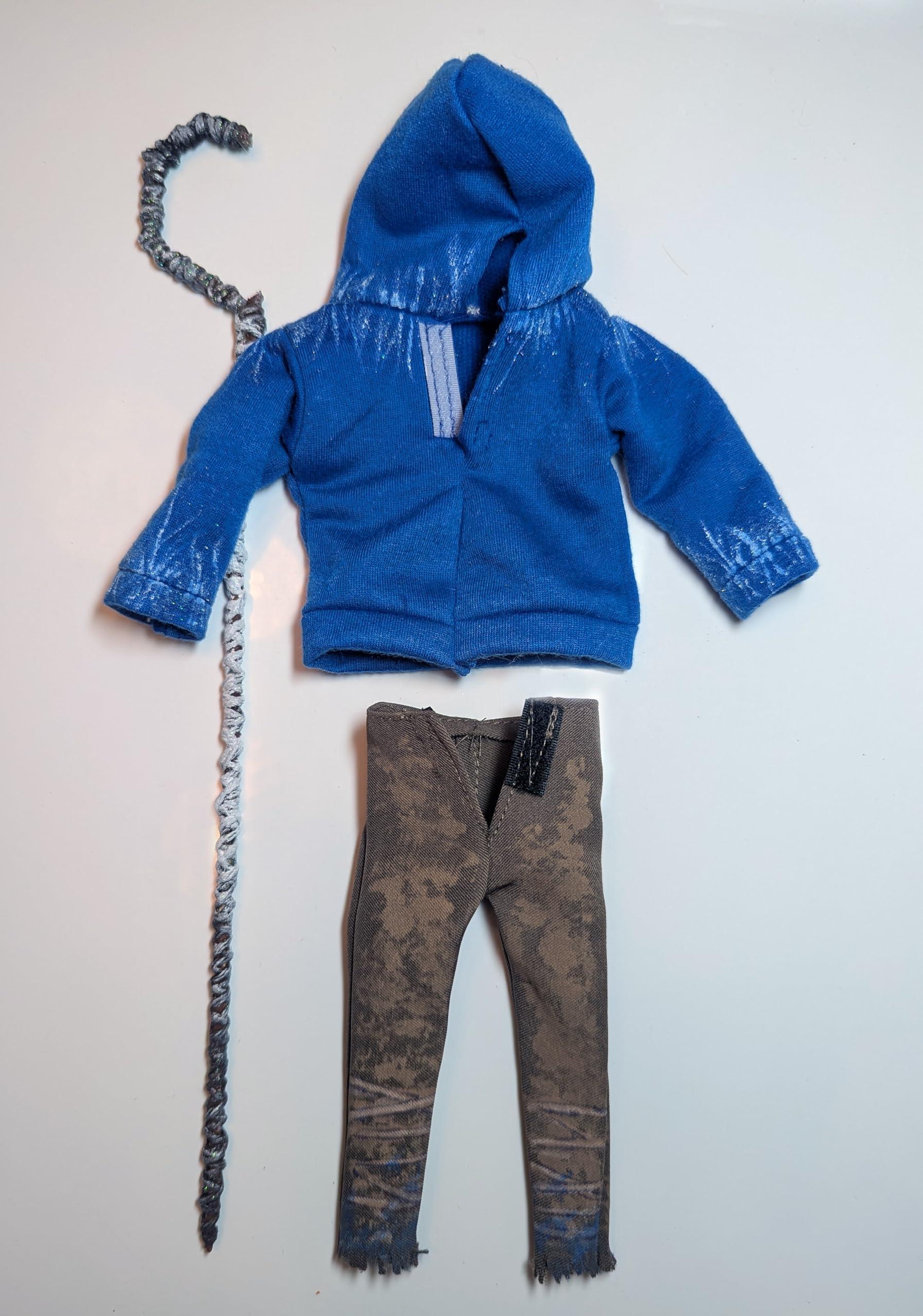 Hand-painted Jack Frost Costume - Complete Set: Hoodie, Pants, Wig & Cane for 12" (1/6) Doll