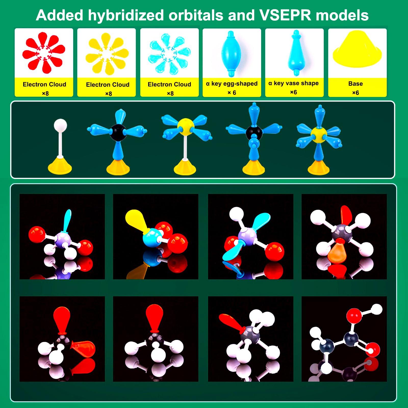 EXBEPE EXBEPE Comprehensive Chemistry Molecular Model Kit 406pc Organic and Inorganic STEM Set,Middle,High School,and College Supplies, Educational Science Set Learning Structure and Reactions Student Gifts