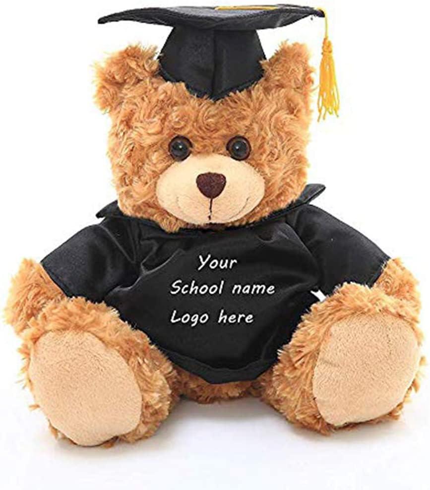 Made By Aliens Made By Aliens Plush Stuffed Animal Toys 12 Inches Present Gifts for Graduation Day, Personalized Text, Name or Your School Logo on Gown, Best for Any Grad School Kids (Black Gown)