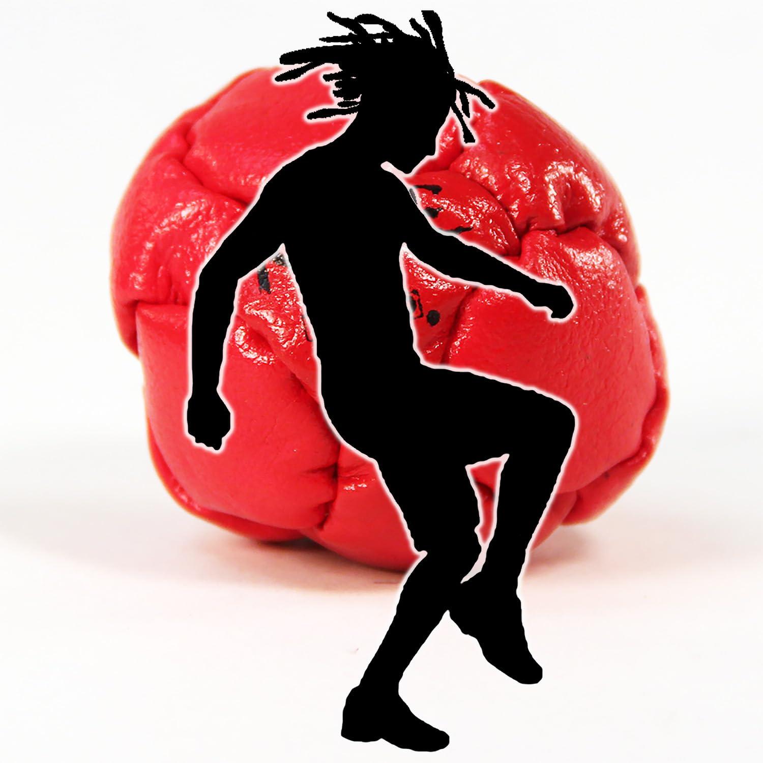 Zeekio Zeekio Red Rage Footbag - Genuine Leather -12 Panel -Pellet Filled-Hand Stitched-Red Hacky Sack