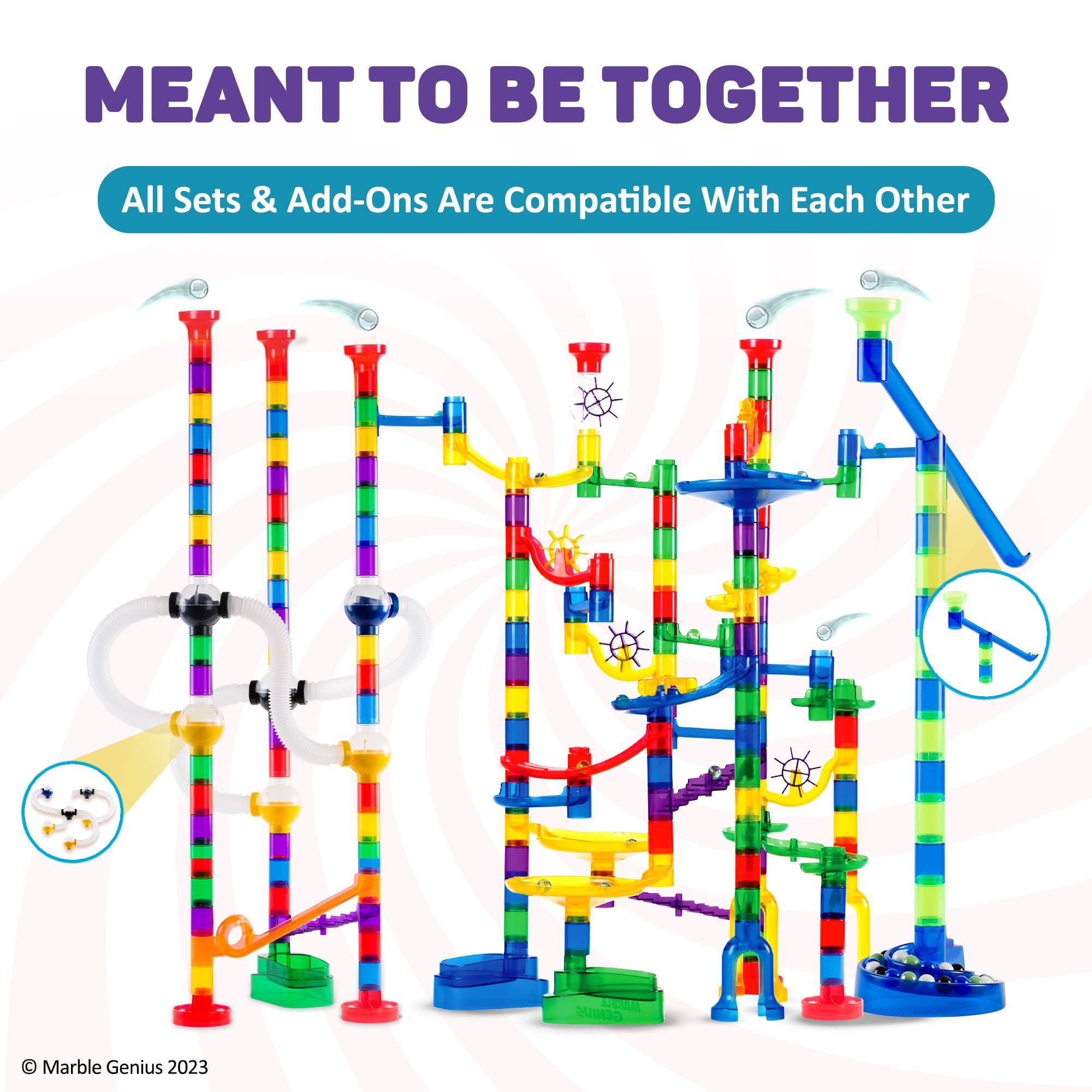 Marble Genius Marble Genius Bundle: Flying Marbles Action Game and Marble Run Pipes & Spheres Accessory Add-on Set, Experience The Thrill of Racing, includes an App with Additional Challenges