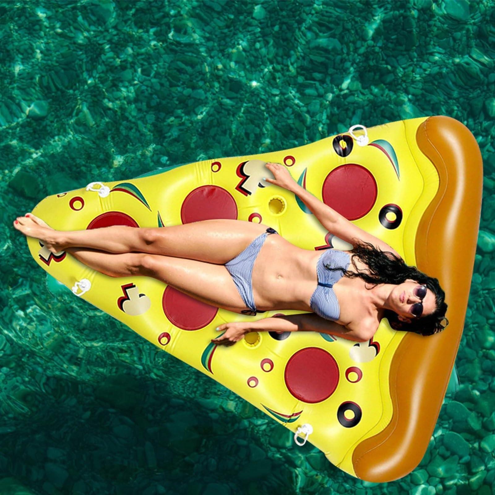 ROTORS ROTORS Inflatable Pizza Float Outdoor Deluxe Pizza Slice Pool Float Summer Water Lounger Color Entertainment Floating Bed Pool Ride Swimming Fun Decoration for Parties, Events