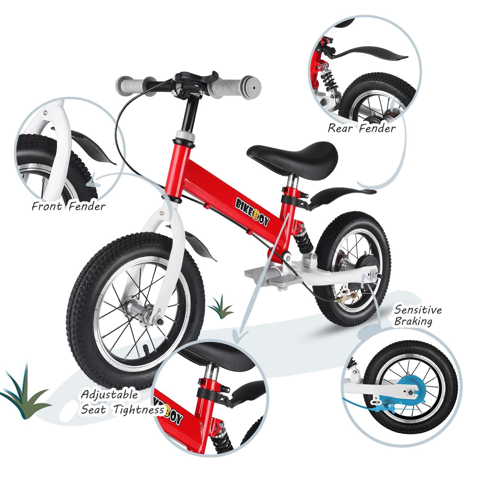 bikeboy bikeboy Balance Bike 2 in 1,The Dual Use of a Kids Balance Bike and Kids Bike,12 14 Inches for 2-6 Years Old,with Shock Absorbers, Fenders, Pedals, Auxiliary Wheels