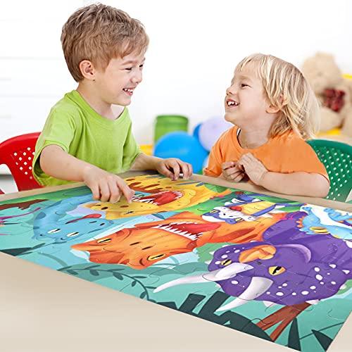 IFLOVE Jumbo Floor Puzzle for Kids World Map Dinosaur Jigsaw Large Puzzles 48 Piece Ages 3-6 for Toddler Children Learning Preschool Educational Intellectual Development Toys 4-8 Years Old