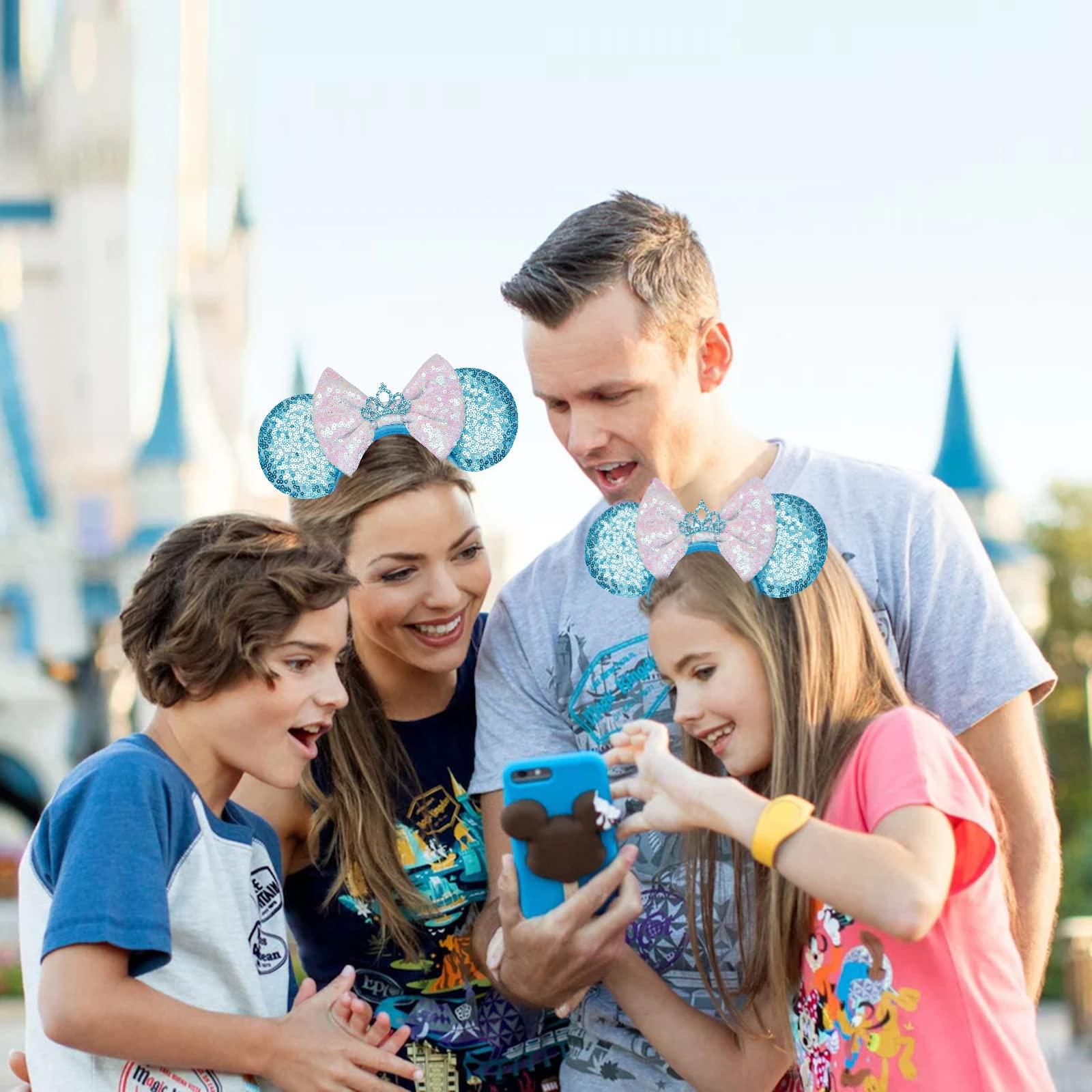 FANYITY FANYITY Mouse Costume Ears,2 Pcs Mouse Ears Headbands for Girls & Women Party,Size Free (Blue Crown 2)