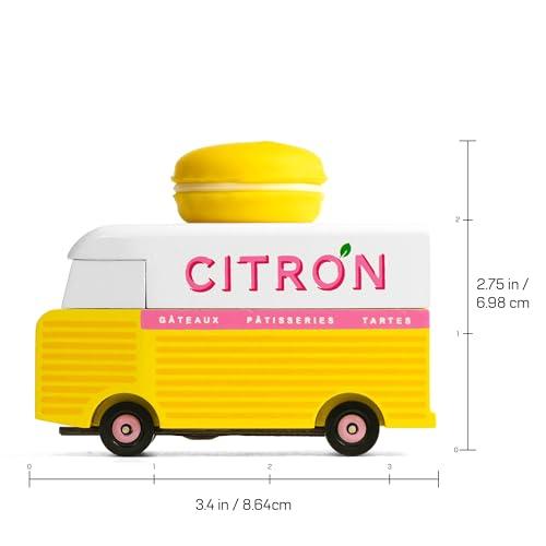 CANDYCAR Candylab Toys CANDYCAR Wooden Food Truck Collection - Citron Macaron Van, Premium Handcrafted Beech Wood Toy Car