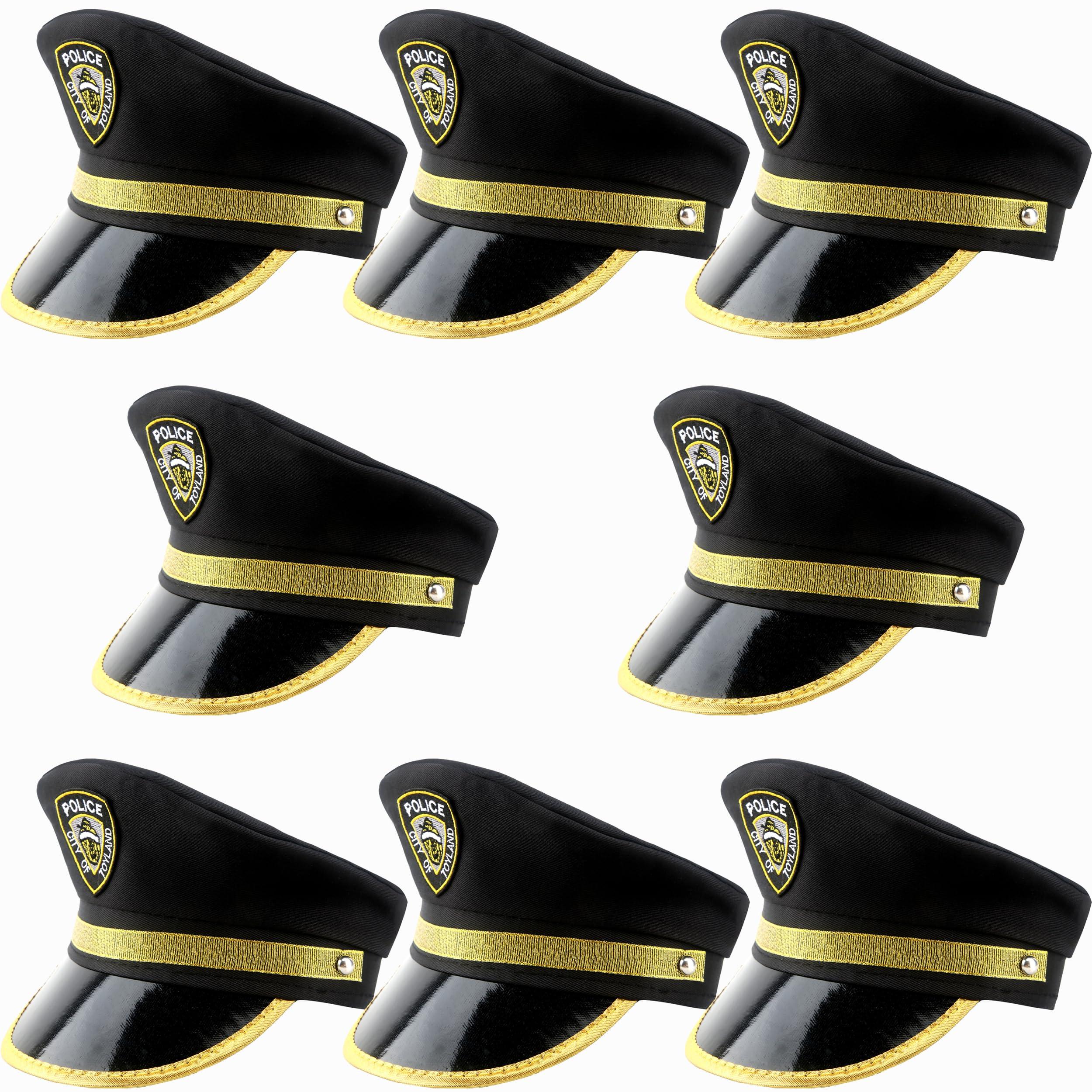 SGBETTER SGBETTER 8 Pack Child Police Hat Police Officer Costume Hat Cop Policeman Hat for Kids Halloween Cosplay Party Costume Accessory (Colors Style 1)