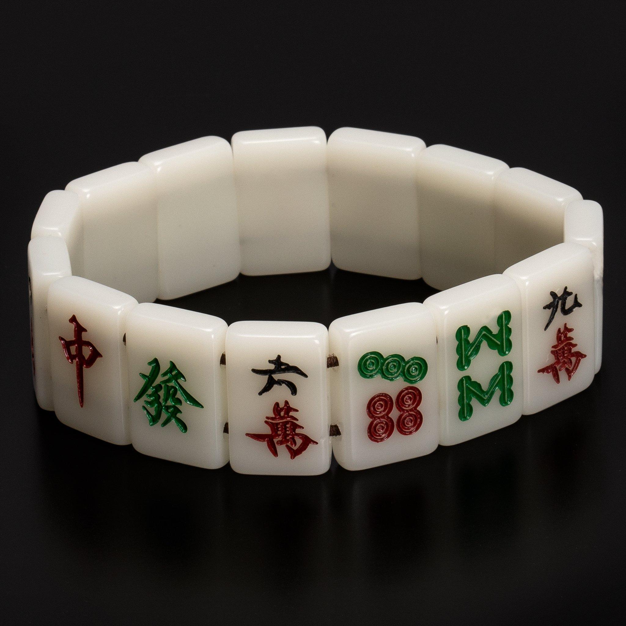 Yellow Mountain Imports Yellow Mountain Imports Mahjong Bundle - Classic Chinese Mahjong Game Set, Emerald and Mahjong Mini-Tiles Bracelet