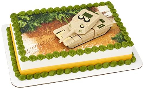 DecoPac DecoSet® Transforming Military Robot Tank Cake Topper, 1-Piece Decoration, Birthday Decorations that Transforms into a Robot for Interactive Play, Beige