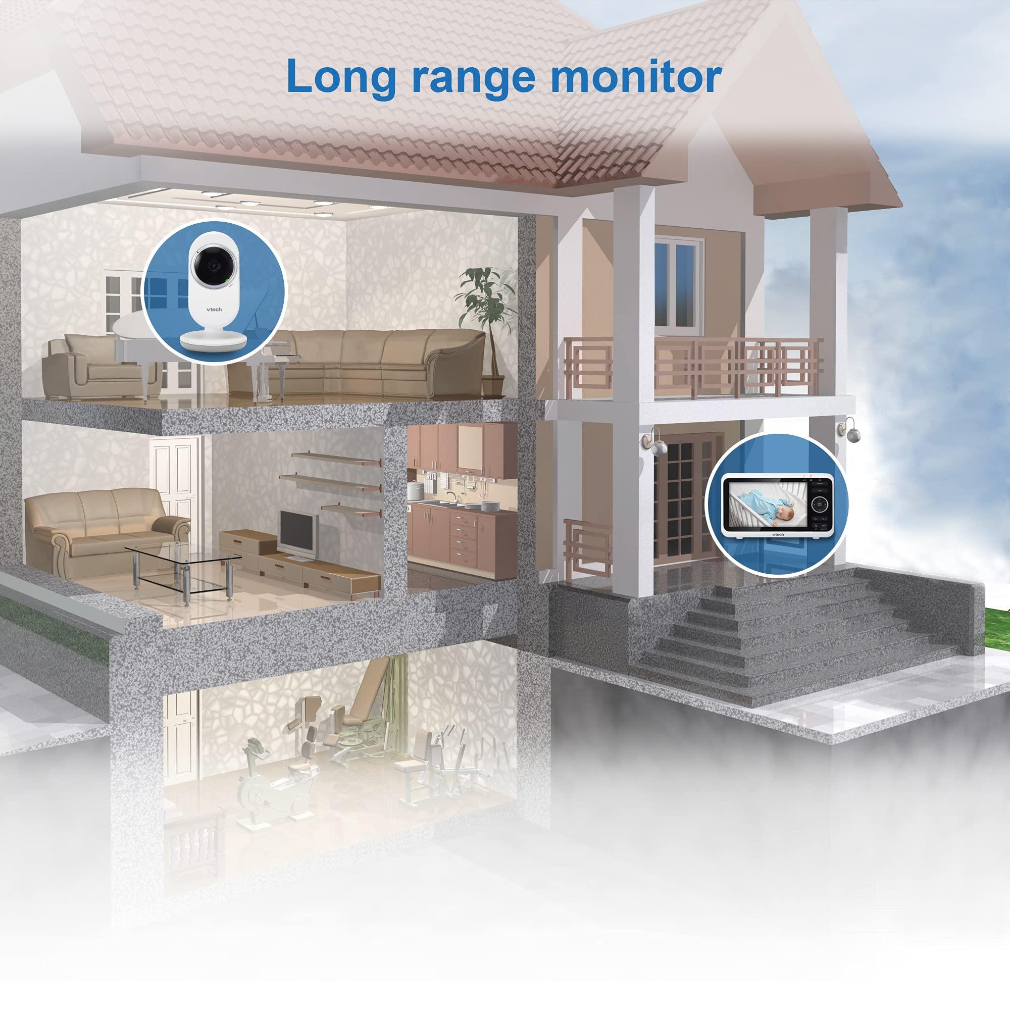 VTech VTech [Upgraded] VM350-2 Baby Monitor, 5" Screen,2 Cameras,1000ft Range, Night Vision, 2-Way Audio, Lullabies, Secure Transmission No WiFi