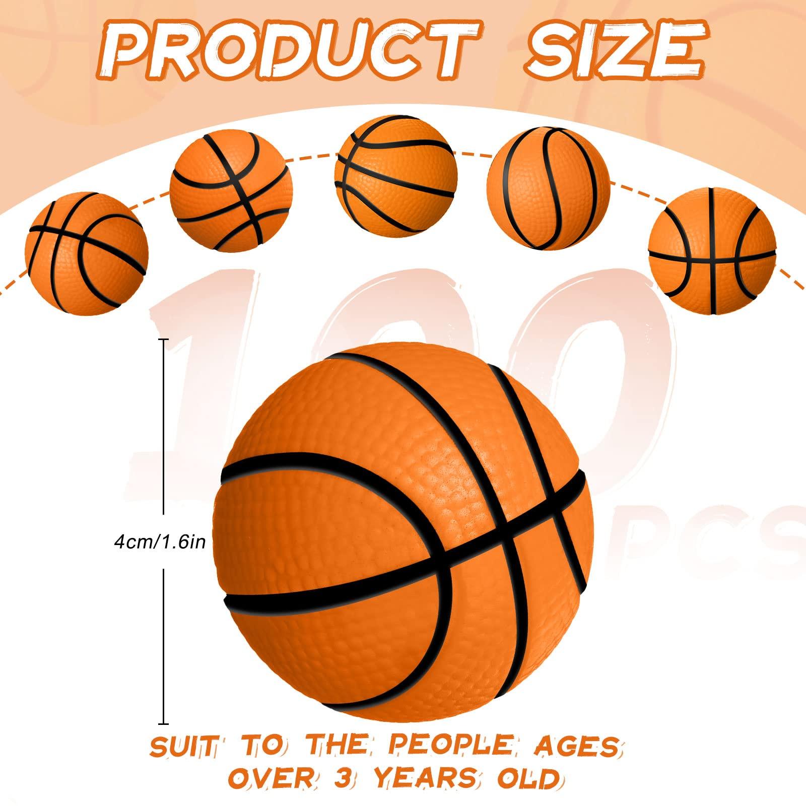 Sumind 100 Pcs Mini Basketball Stress Ball Bulk 1.6 Inch Mini Basketball Party Favor Small Soft Foam Basketball Squeeze Ball Anxiety Stress Relief for Basketball Party Decorations