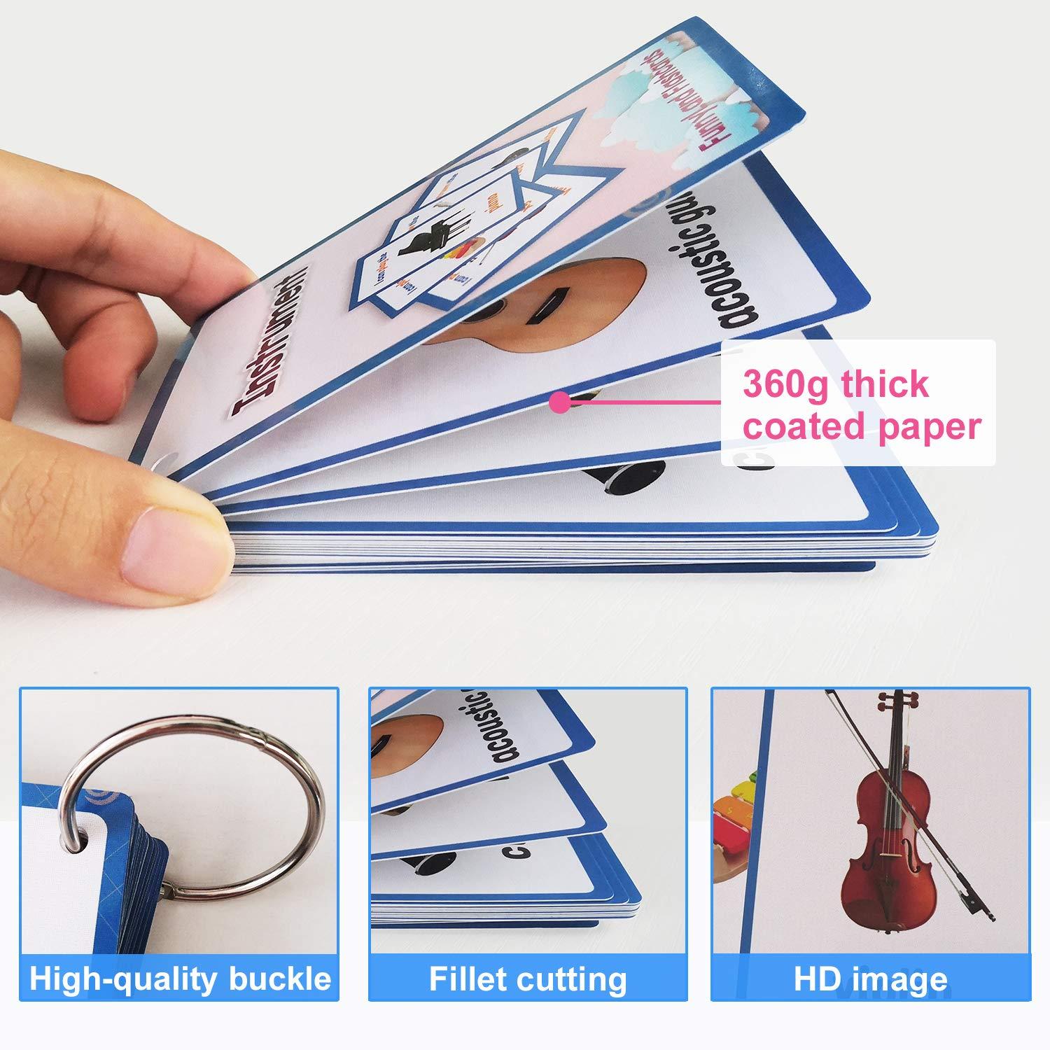 Richardy 20PCS/Set Instrument Kids Gifts English Flash Cards Pocket Card Educational Learning Baby Toys for Children Pre-Kindergarten