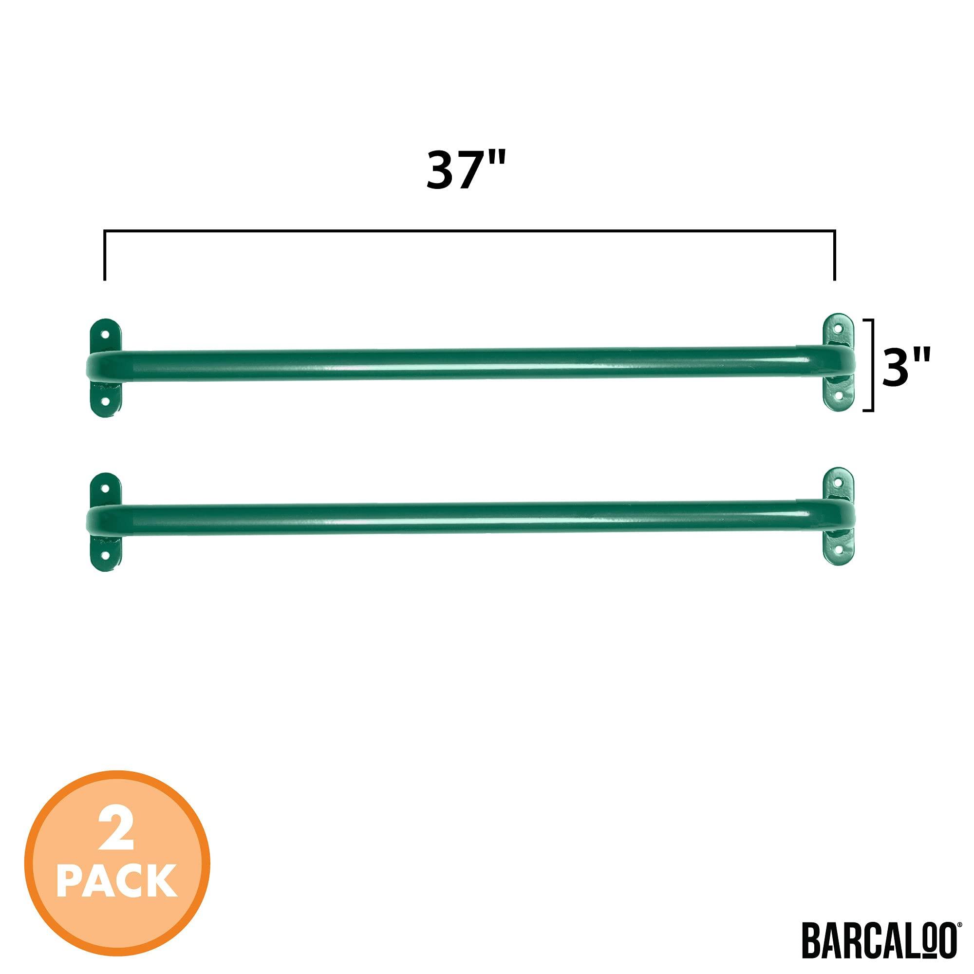Barcaloo Bacaloo 16.5 Inches Monkey Bars for Kids Outdoor - 8 Green Powder Coated Bars, Set of Two 37 Inch Safety Handle Bars, and Set of Two 9.5 Inch Safety Handle Bars