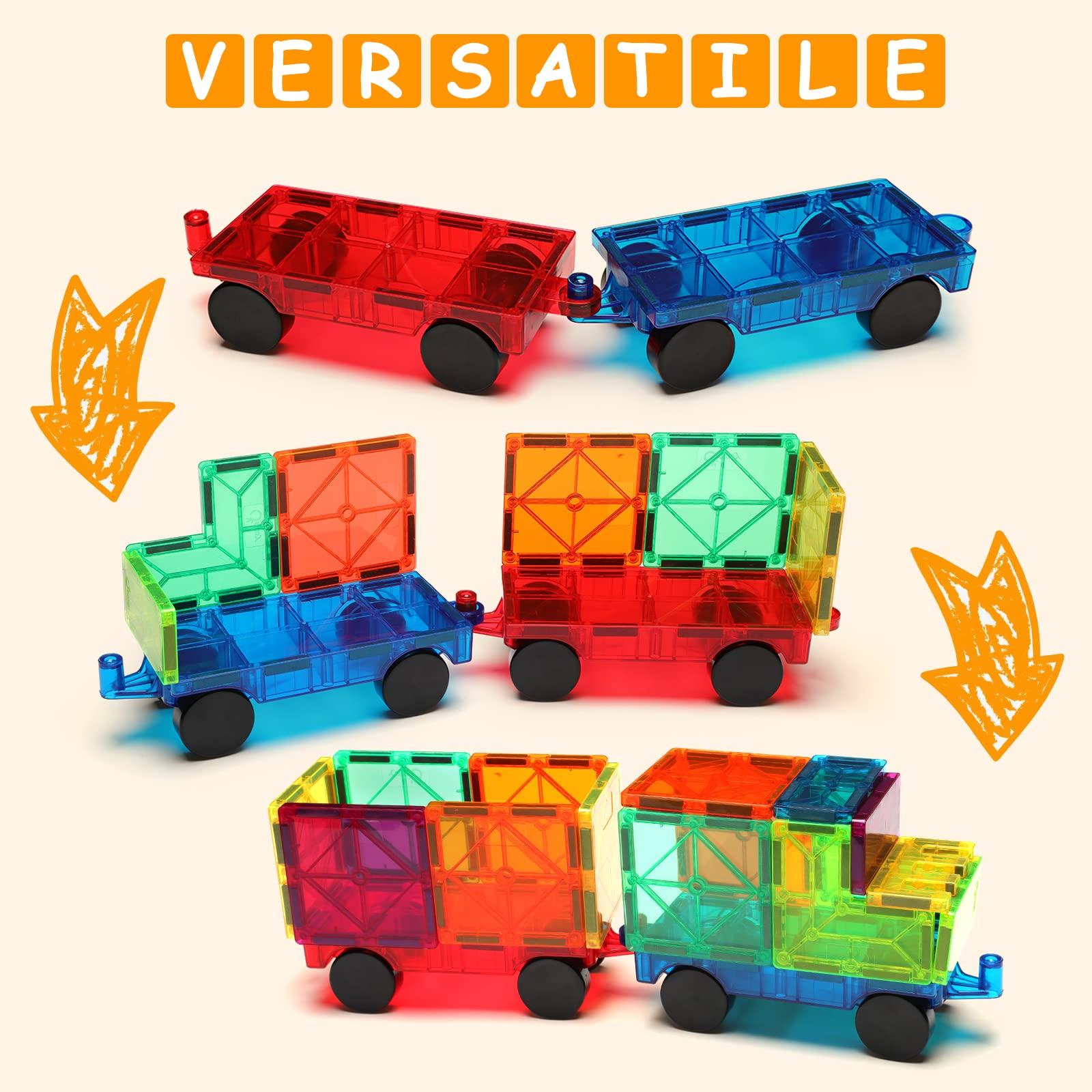 Gemmicc Gemmicc 2 PCS Magnetic Car Set,Magnet Construction Vehicle,Magnet Car Truck Compatible with Magnetic Tiles,STEM Educational Toys for Boys and Girls
